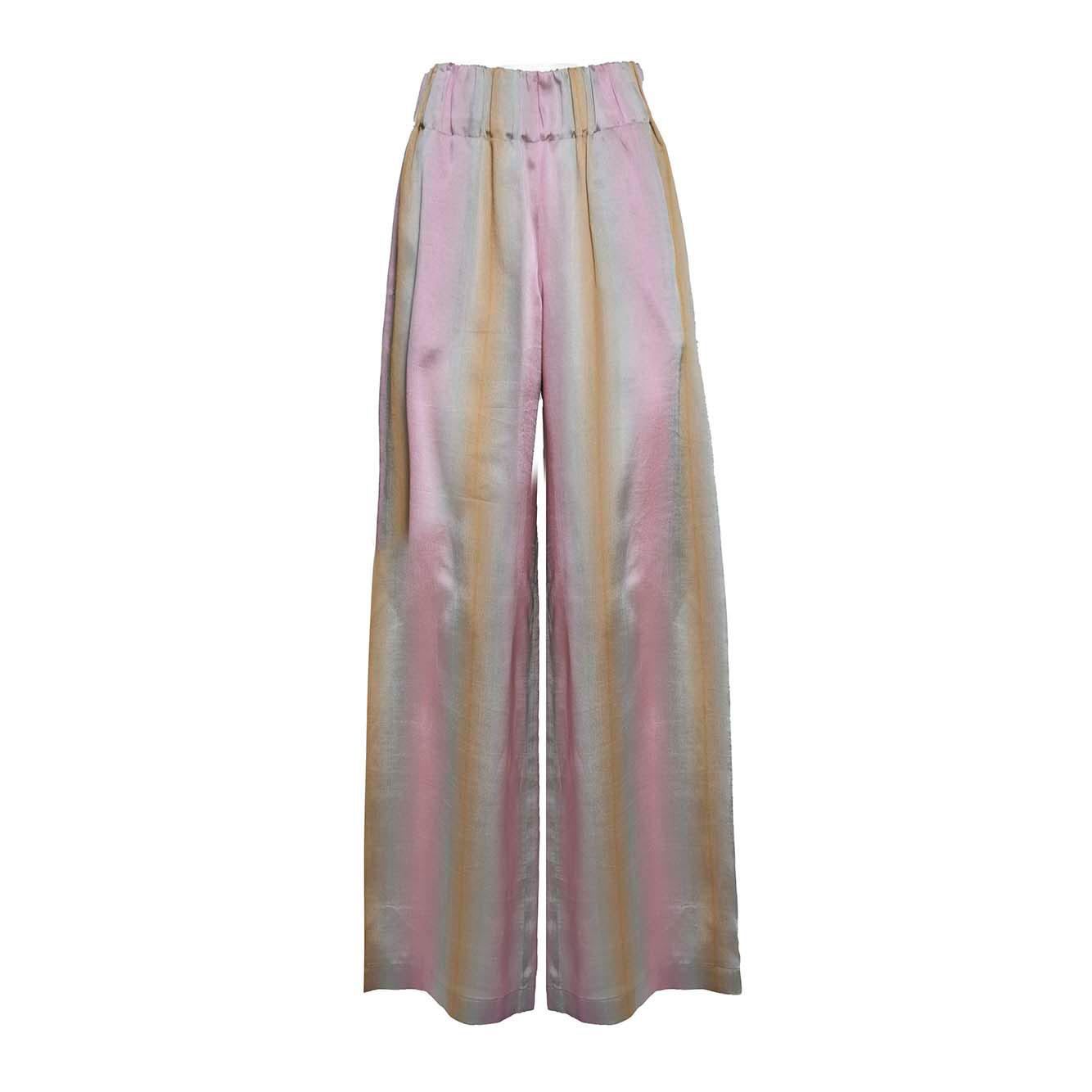 Pantalone ampio in saglia di viscosa e seta multicolore Aspesi 