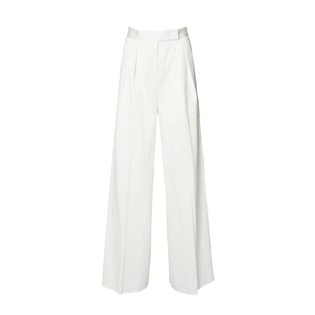 Pantalone Chenzia ampio in cotone jacquard gessato bianco Max Mara 