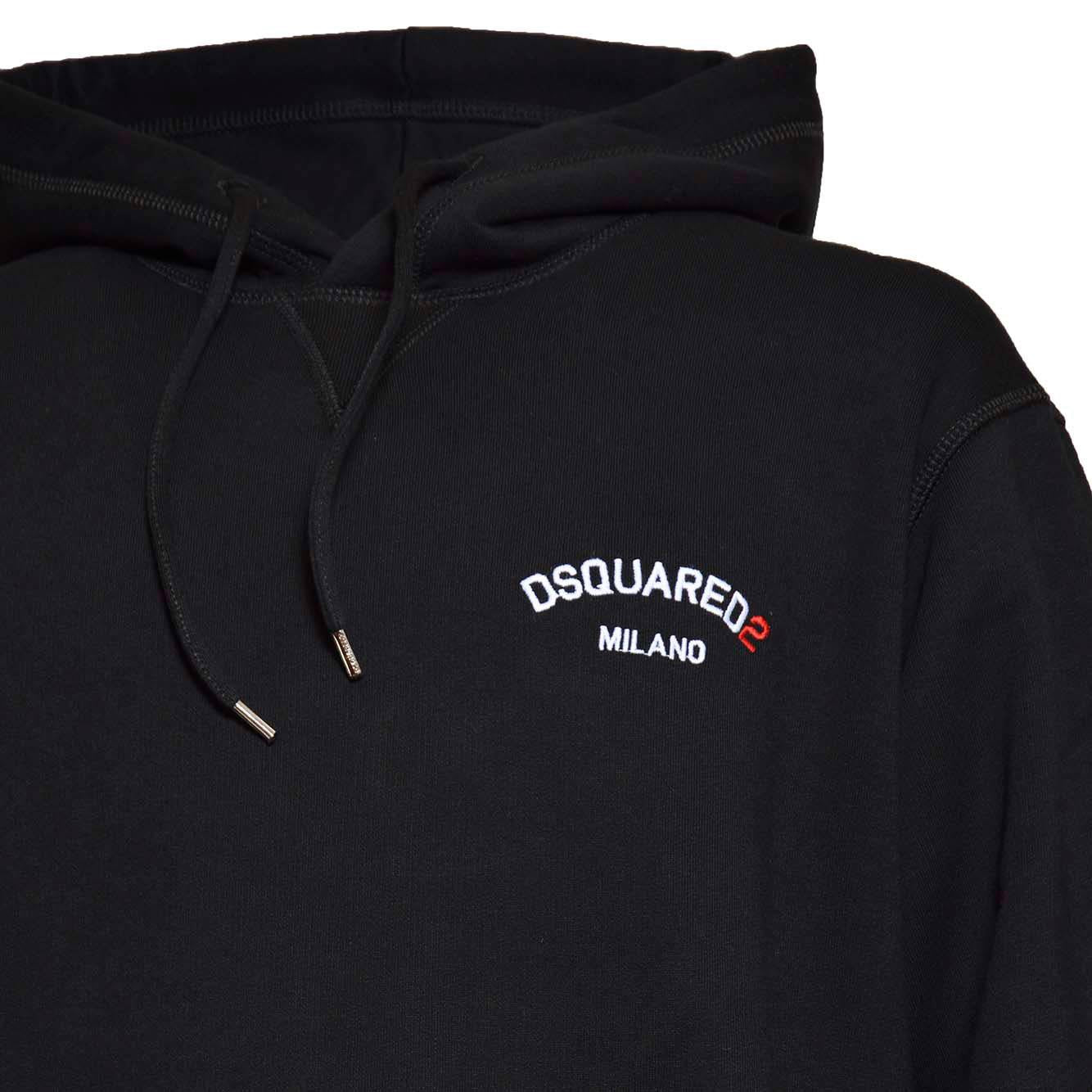 Felpa Cool Fit con cappuccio in cotone nero ricamo Dsquared2 