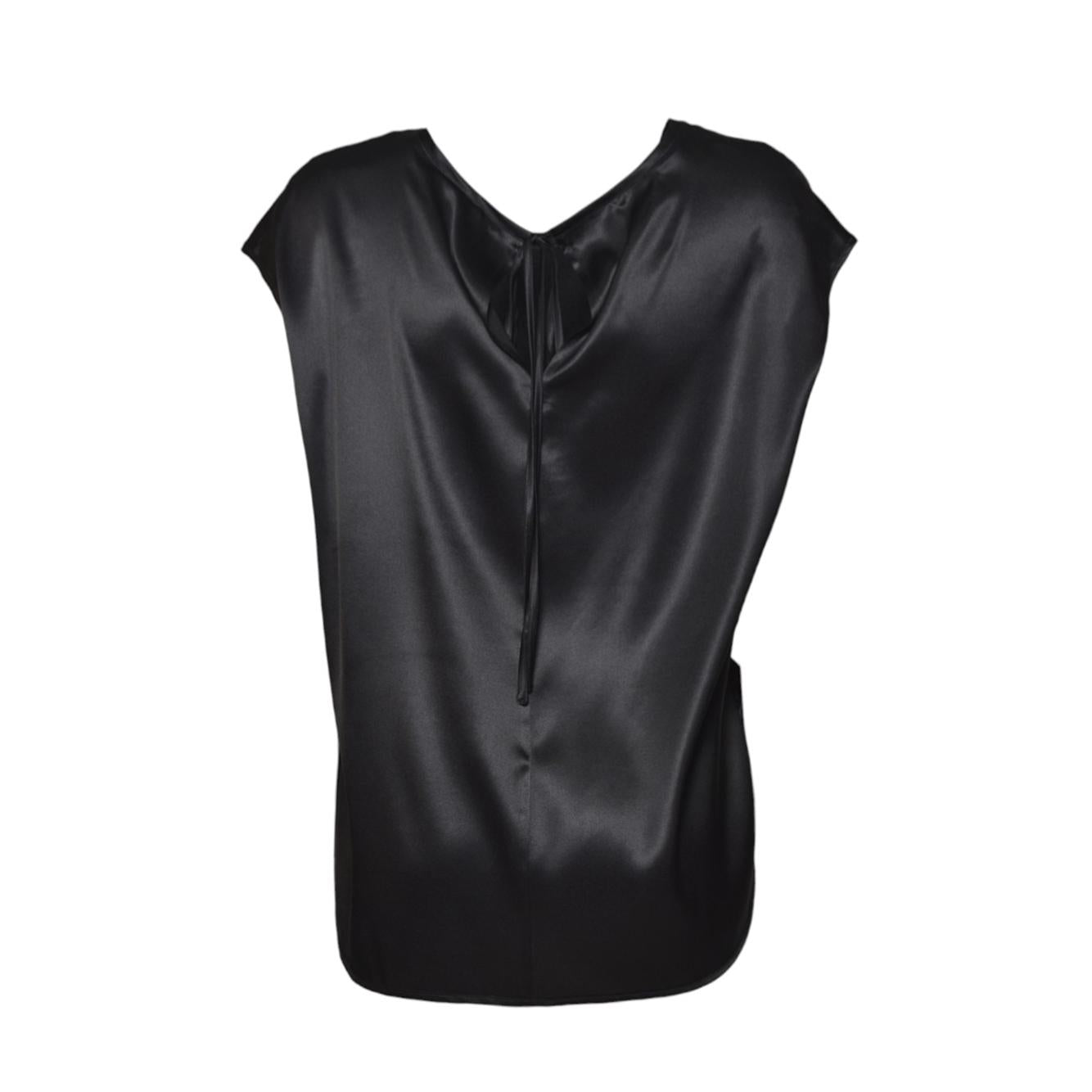 Top scollo posteriore in raso nero Solotre 