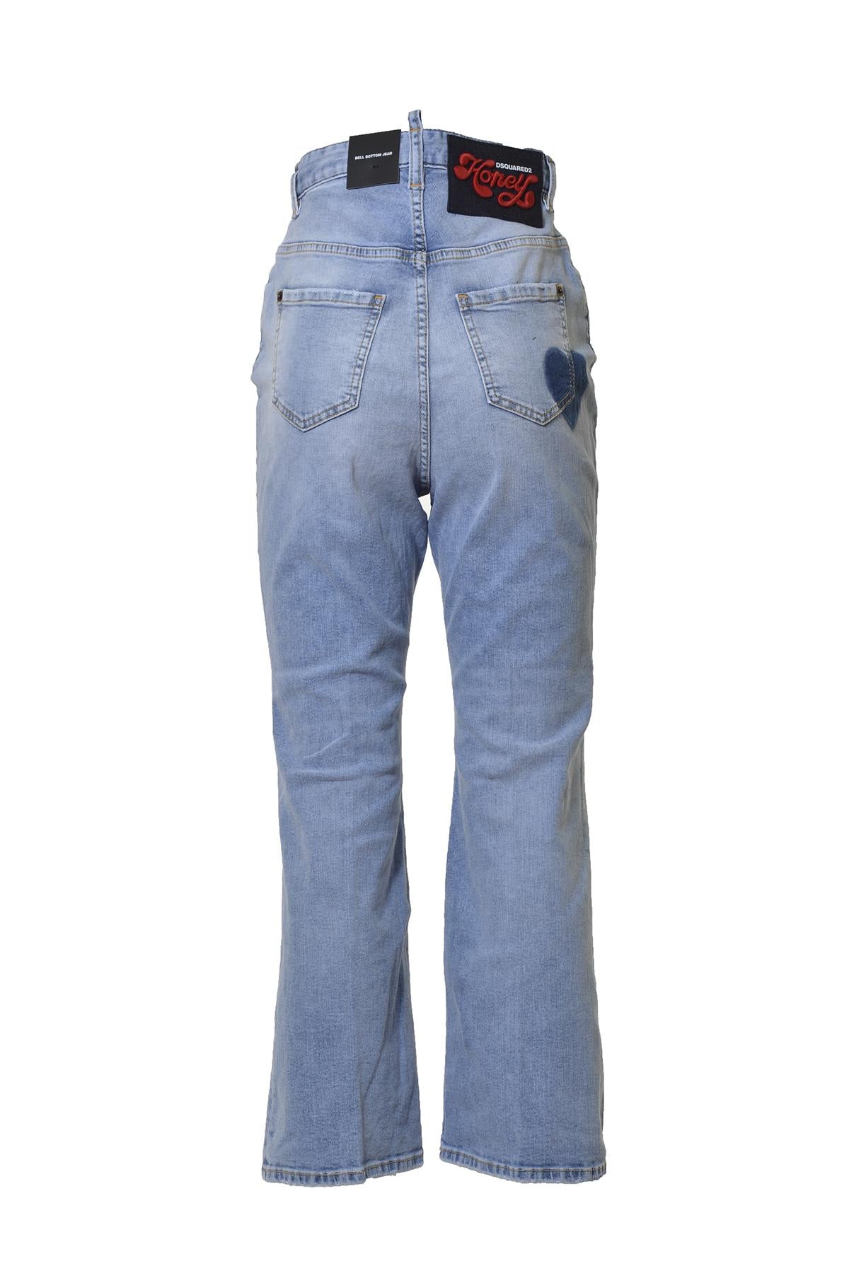 Jeans Bell Bottom in cotone azzurro Dsquared2 