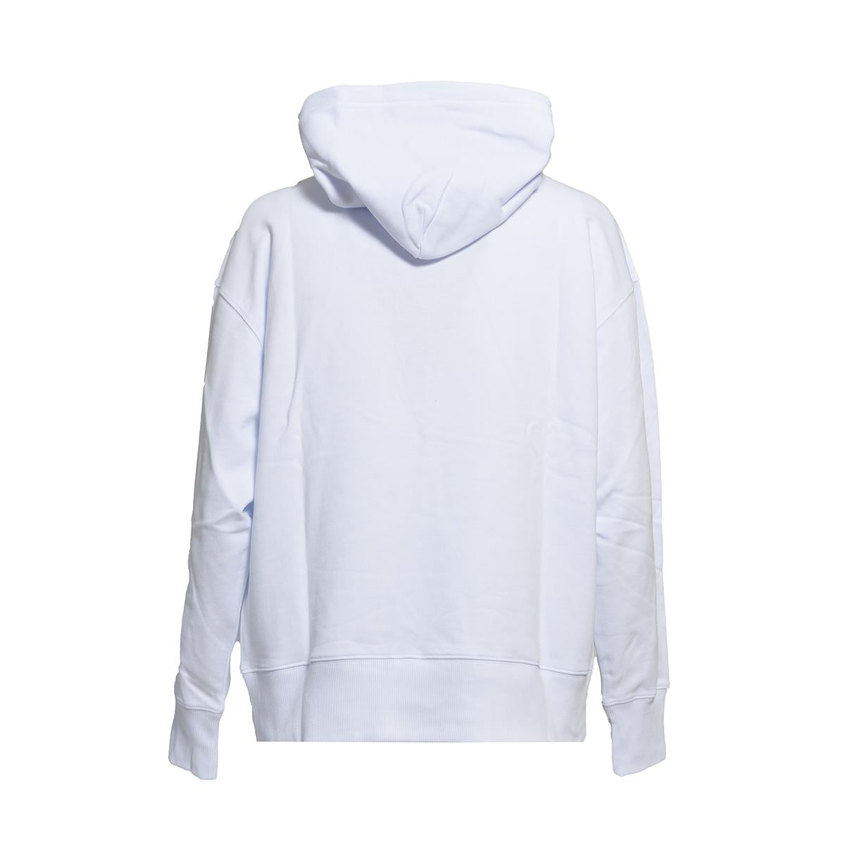 Felpa con cappuccio in cotone bianco con stampa logo MSGM 