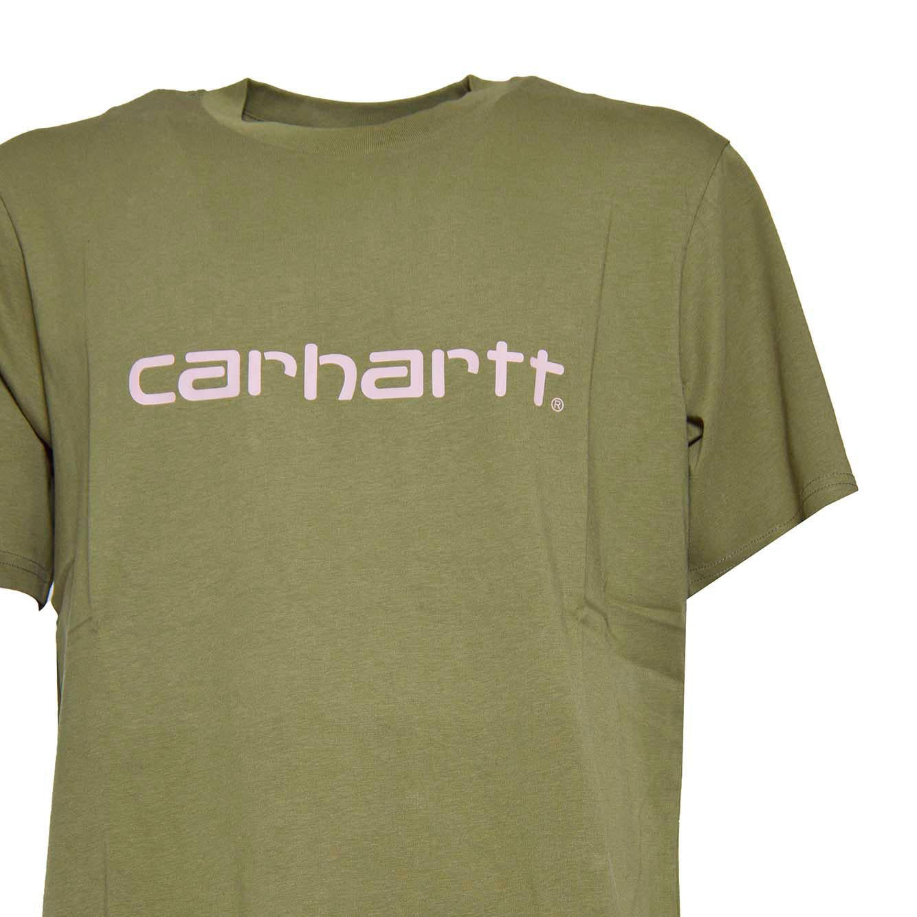T-shirt Script in cotone verde e logo Carhartt Wip 
