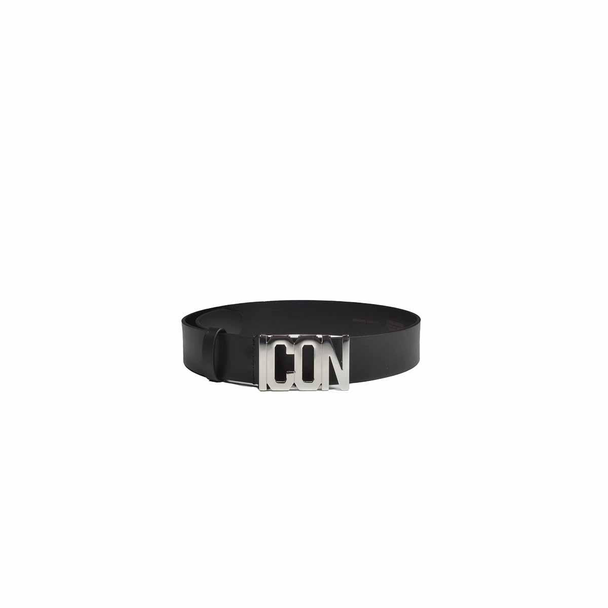 Cintura nera Be Icon Plaque in pelle Dsquared2 