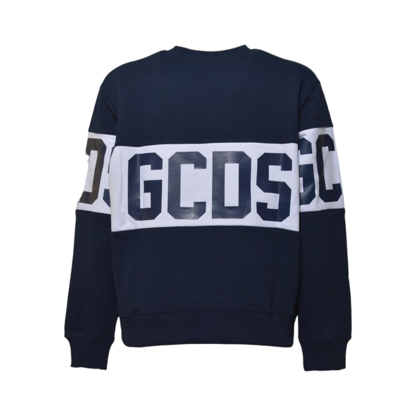 Felpa girocollo Band Logo in cotone blu GCDS 