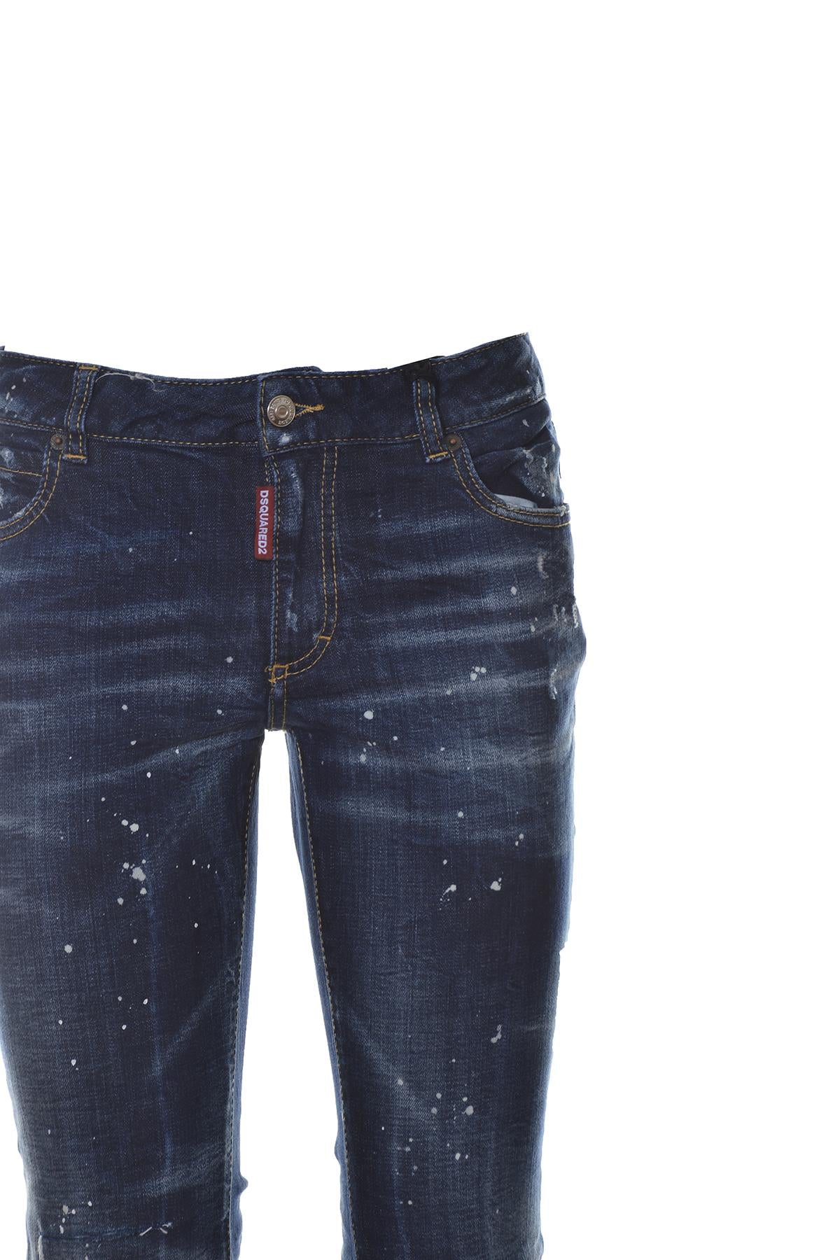 Jeans Bell Bottom crop in cotone blu scuro Dsquared2 