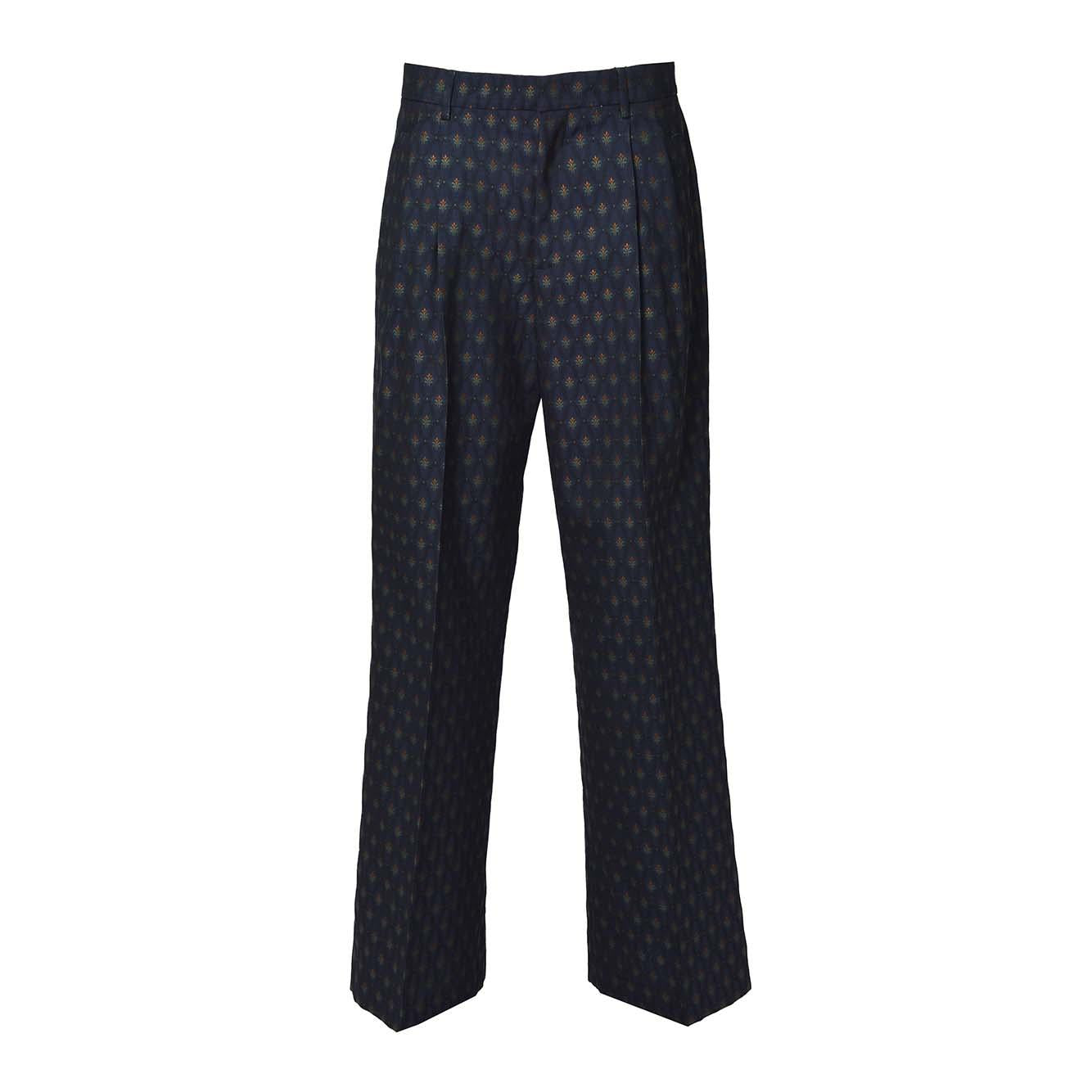 Pantalone a palazzo in lana jacquard blu Etro 