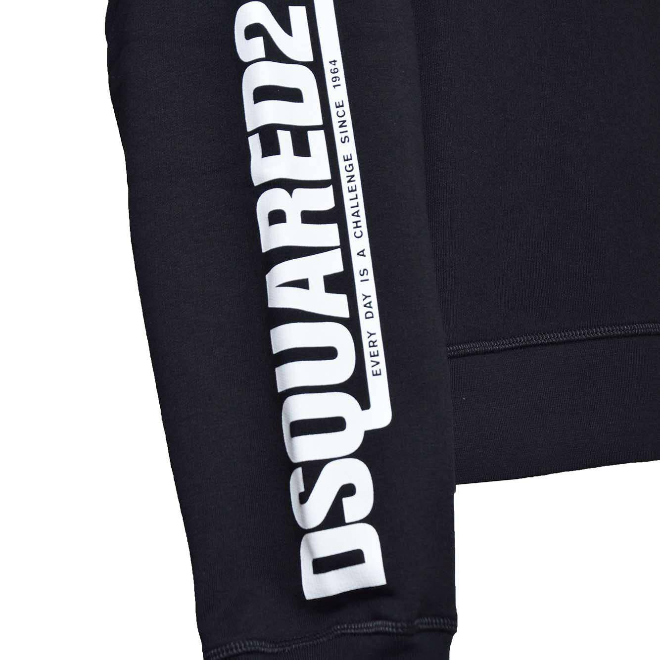 Felpa Cipro Raglan con cappuccio in cotone nero Dsquared2 