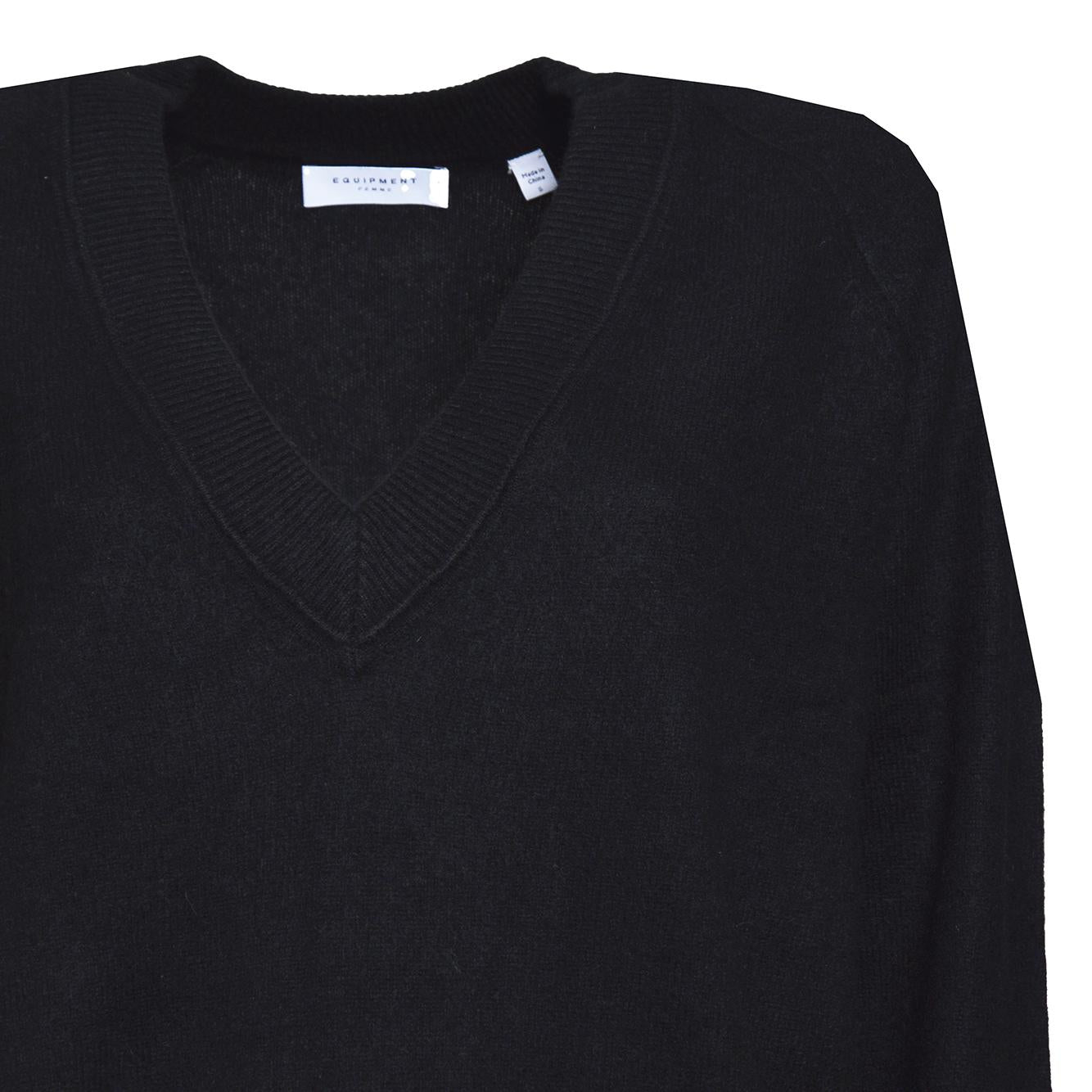 Pullover Madalene scollo a V in cashmere nero Equipment 