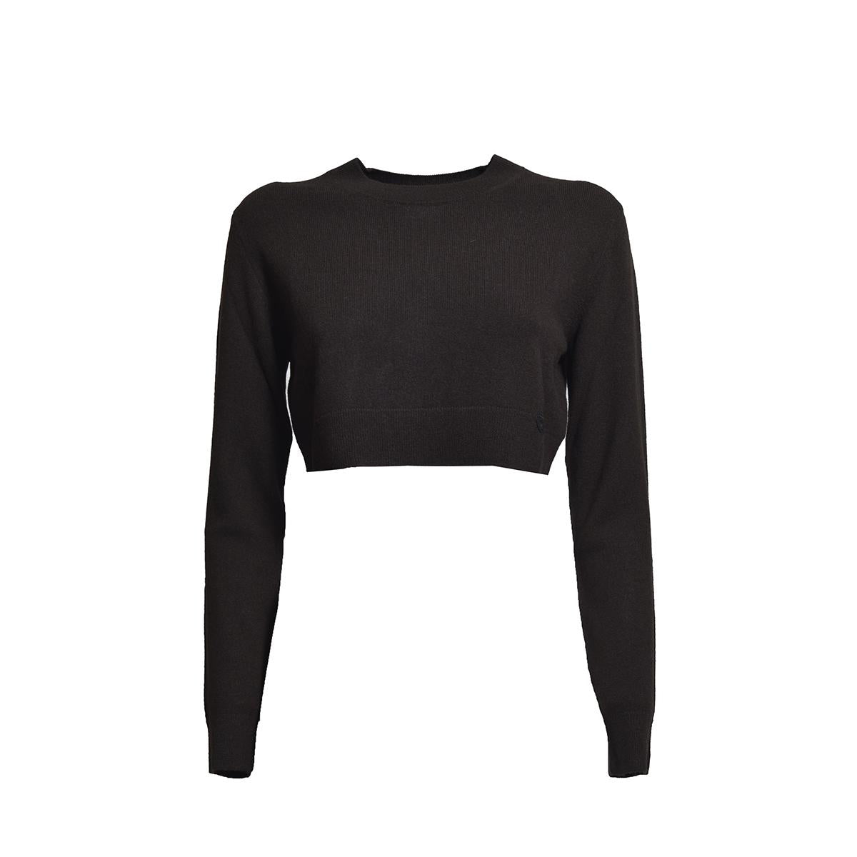 Pullover cropped in lana e cashmere cioccolato Patou 