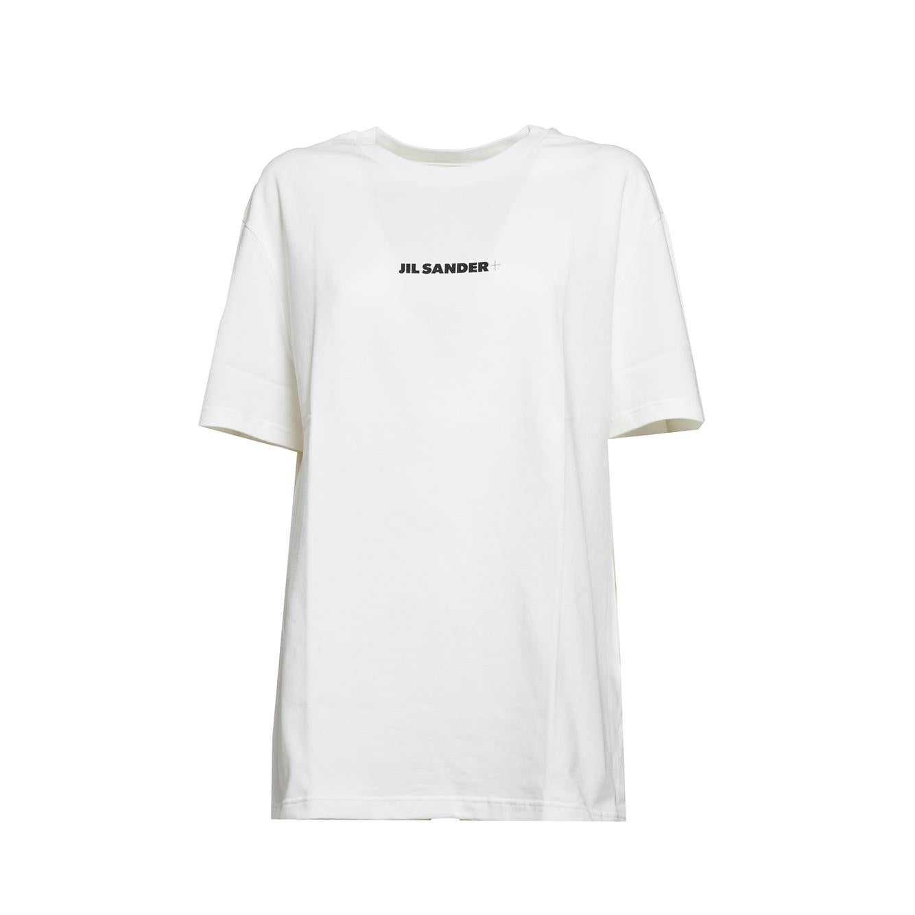 T-shirt maniche corte in cotone bianco e logo Jil Sander+ 