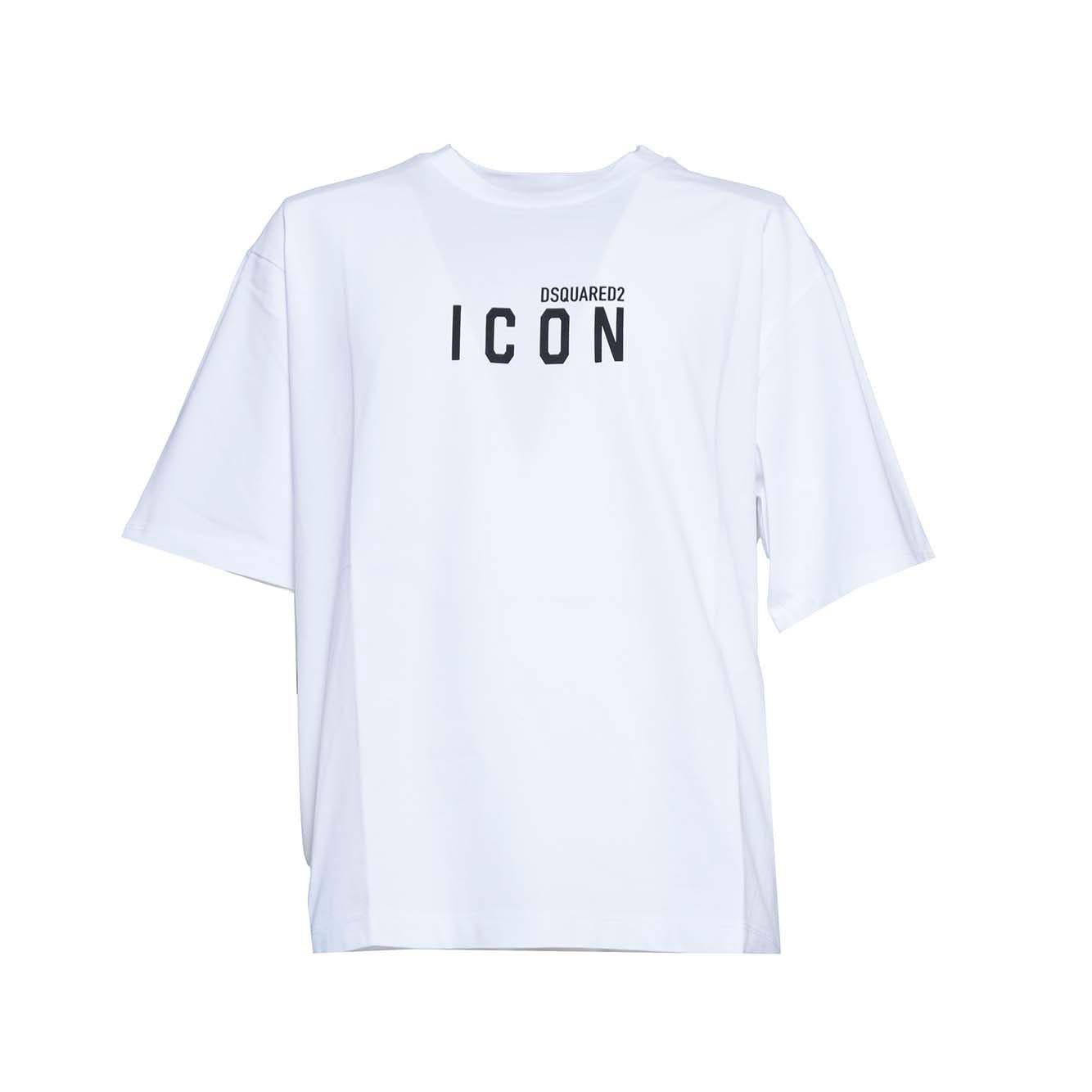T-shirt Icon Loose Fit in cotone bianco Dsquared2 