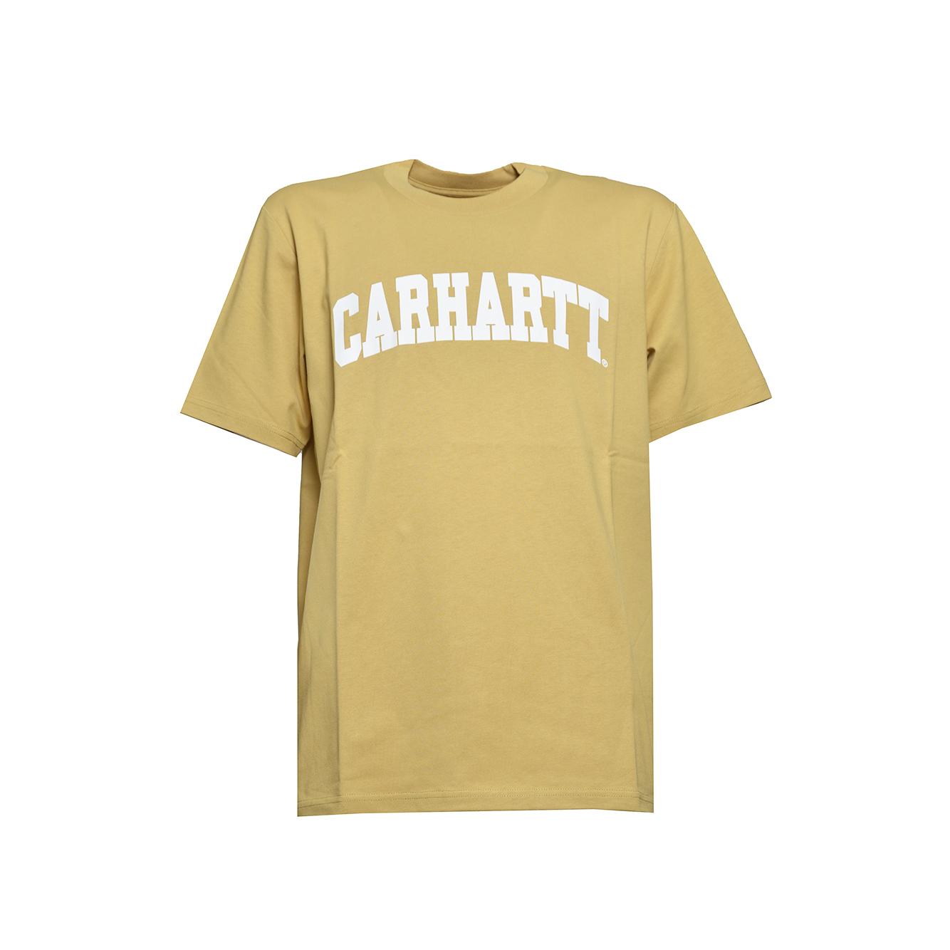 T-shirt University in cotone senape con stampa logo Carhartt Wip 