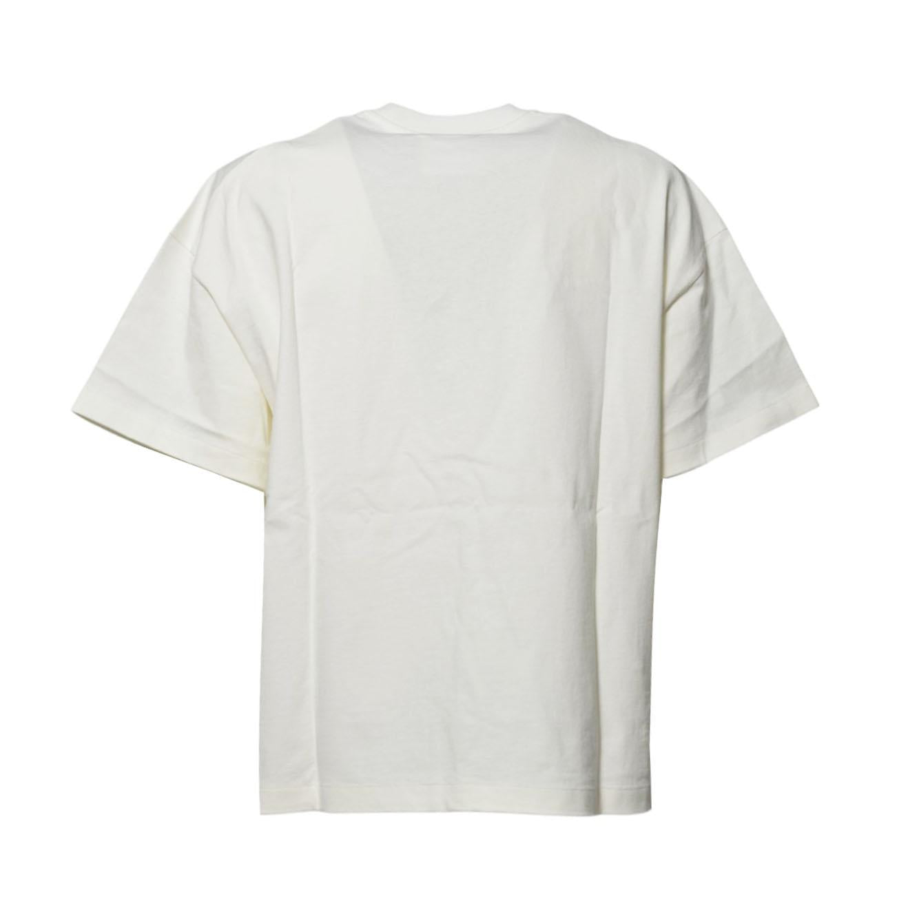 T-shirt in cotone panna con logo tono su tono Jil Sander 