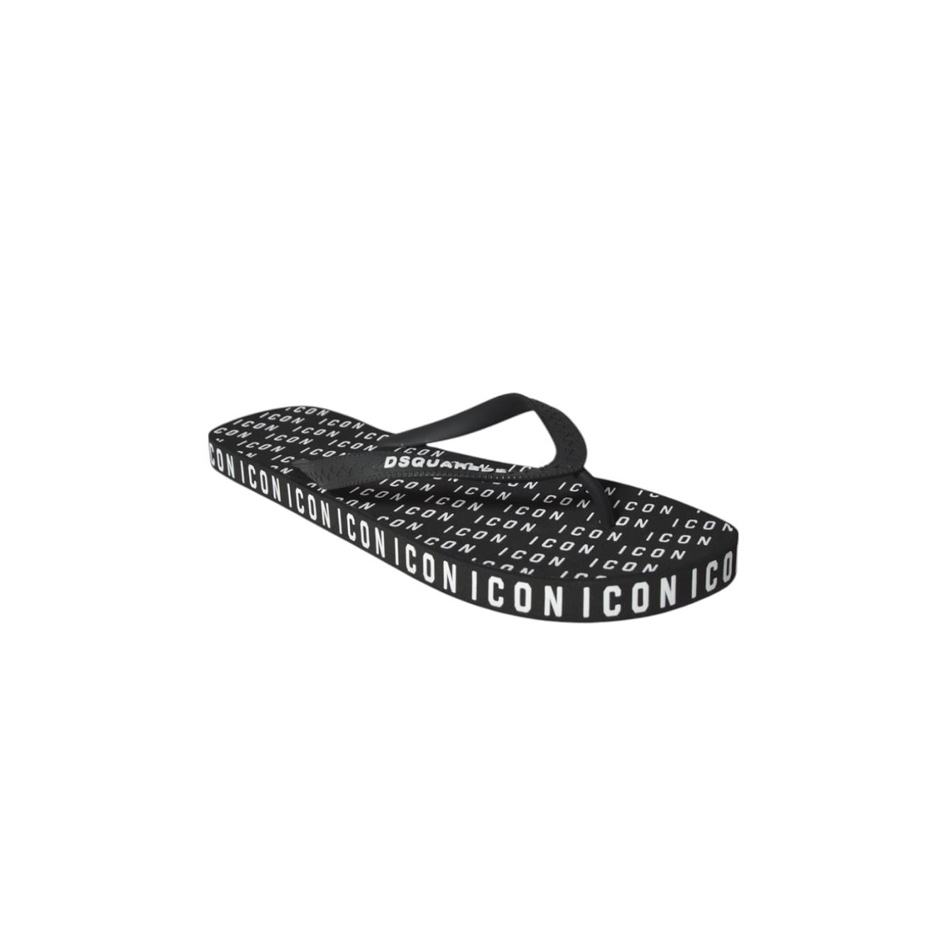 Infradito Logo in gomma nera Dsquared2 
