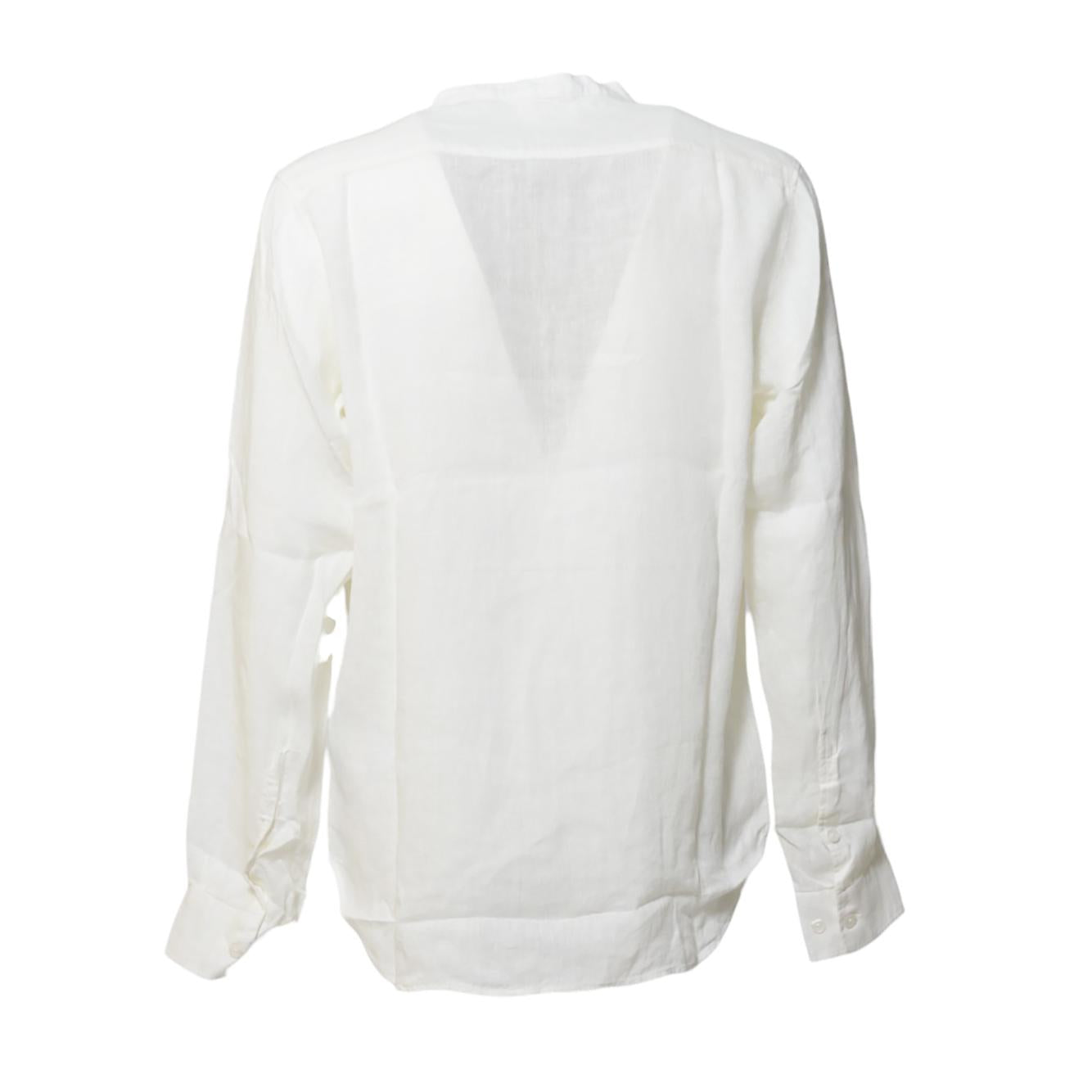 Camicia Banded in lino bianco con logo C.P. Company 