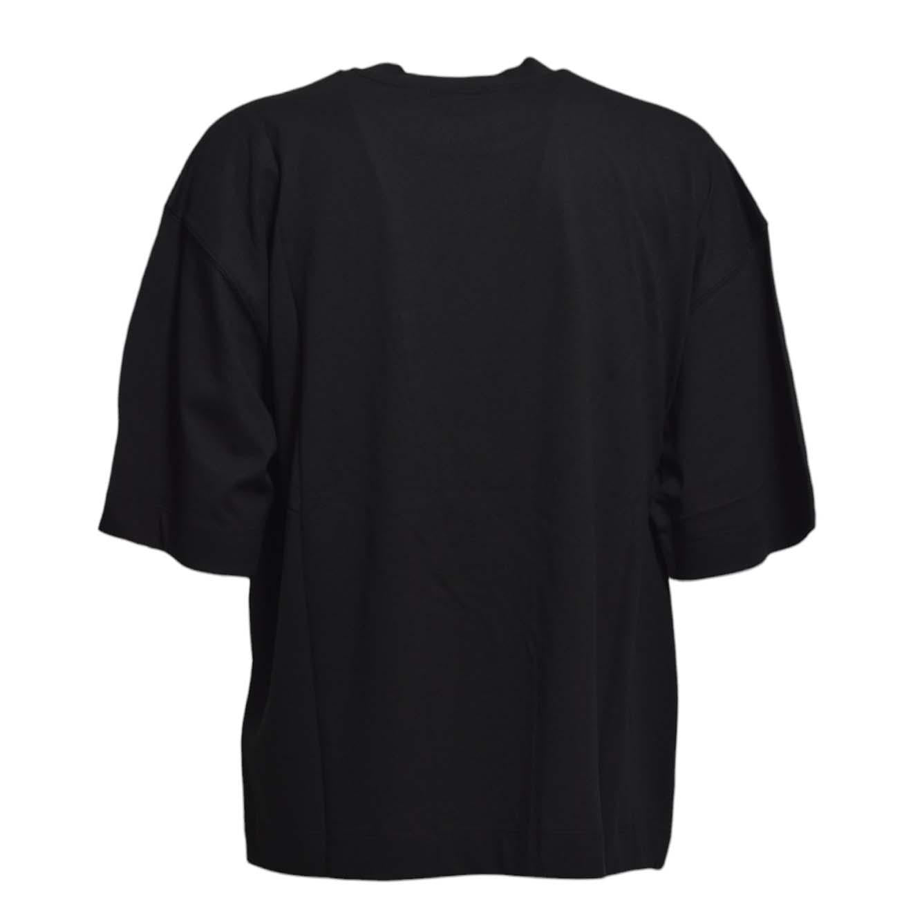 T-shirt in cotone nero con ricamo Etudes 