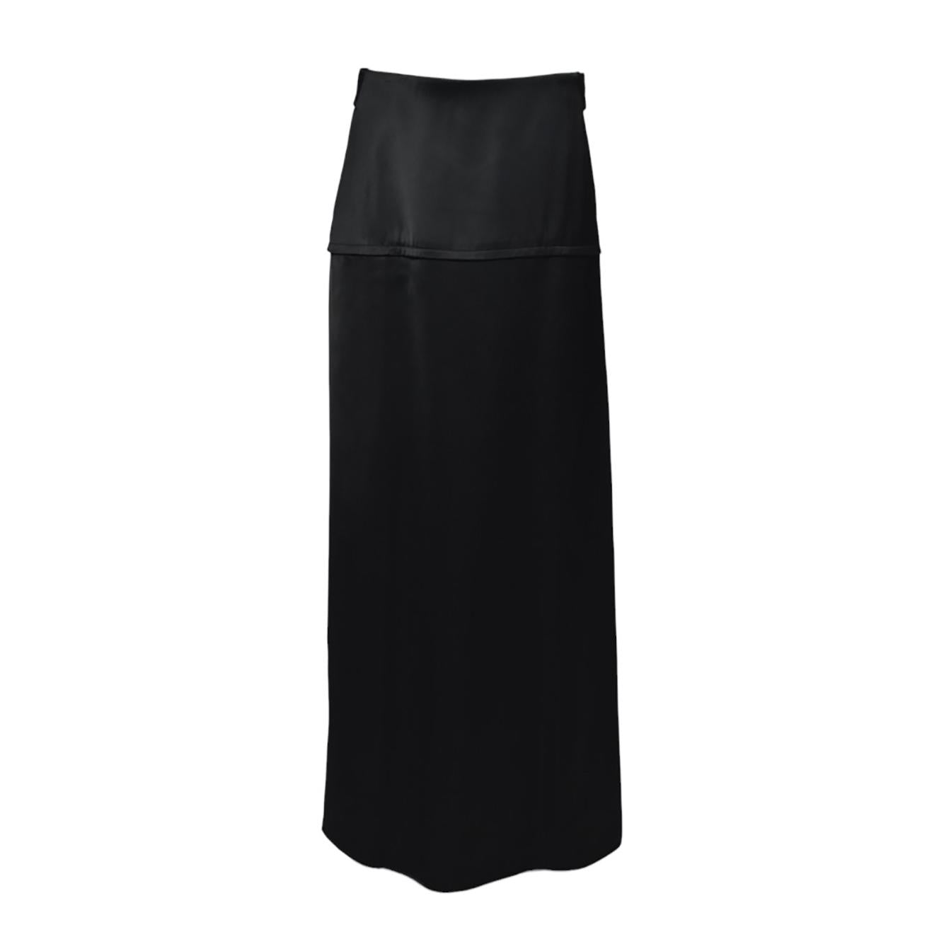 Gonna lunga in satin di viscosa nera Jil Sander 