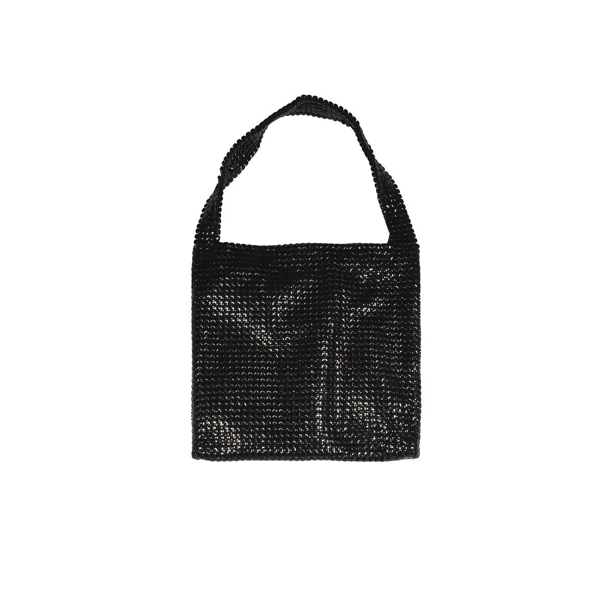 Borsa a spalla Pixel piccola in maglia metallica nero Paco Rabanne 
