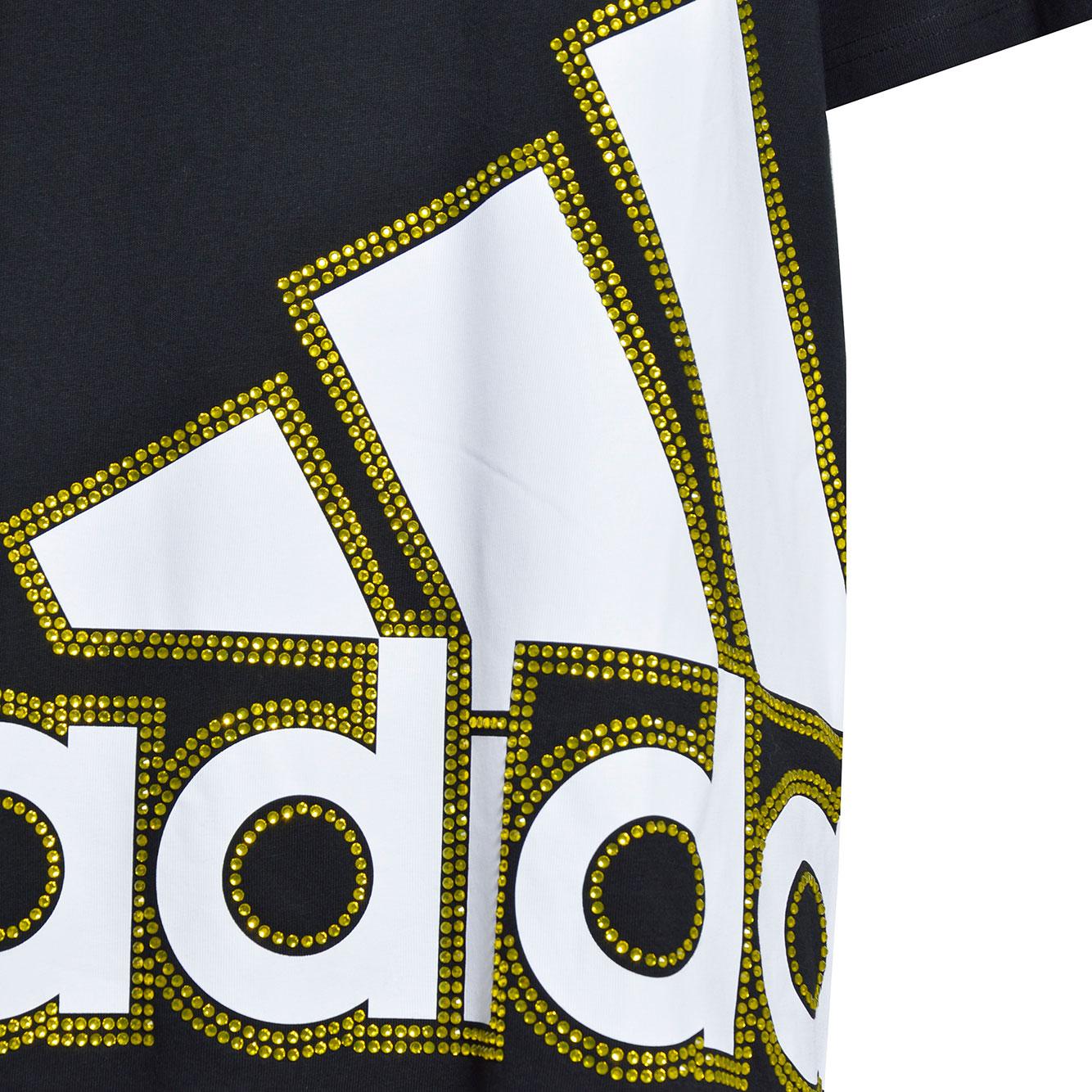 T-shirt in cotone nero applicazioni swarovski Caban Romantic x Adidas 