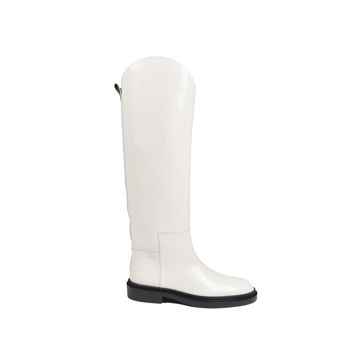 Stivali al ginocchio in vera pelle bianco Jil Sander 