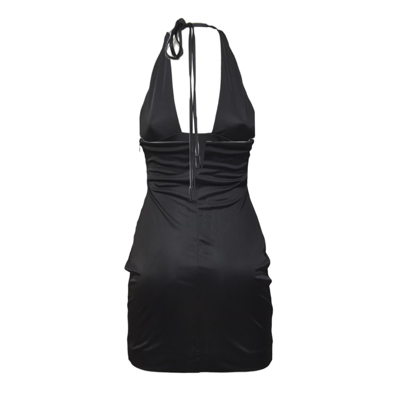Abito Jersey in viscosa nera con scollatura Dsquared2 
