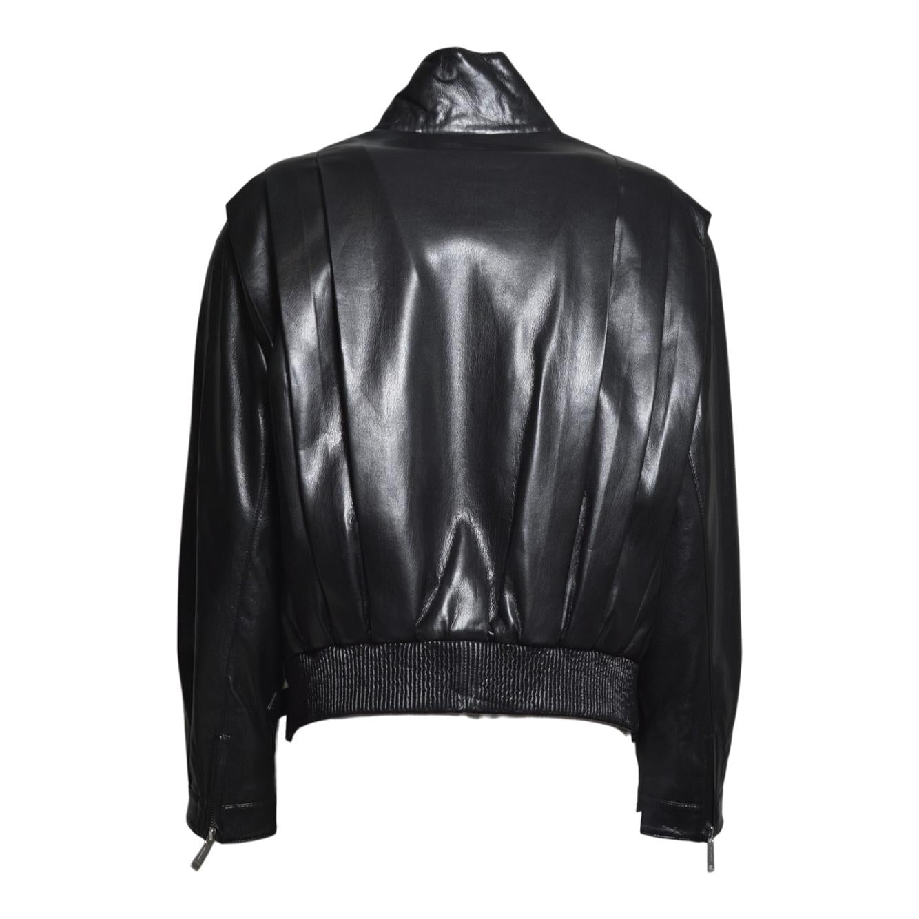 black faux leather biker jacket 