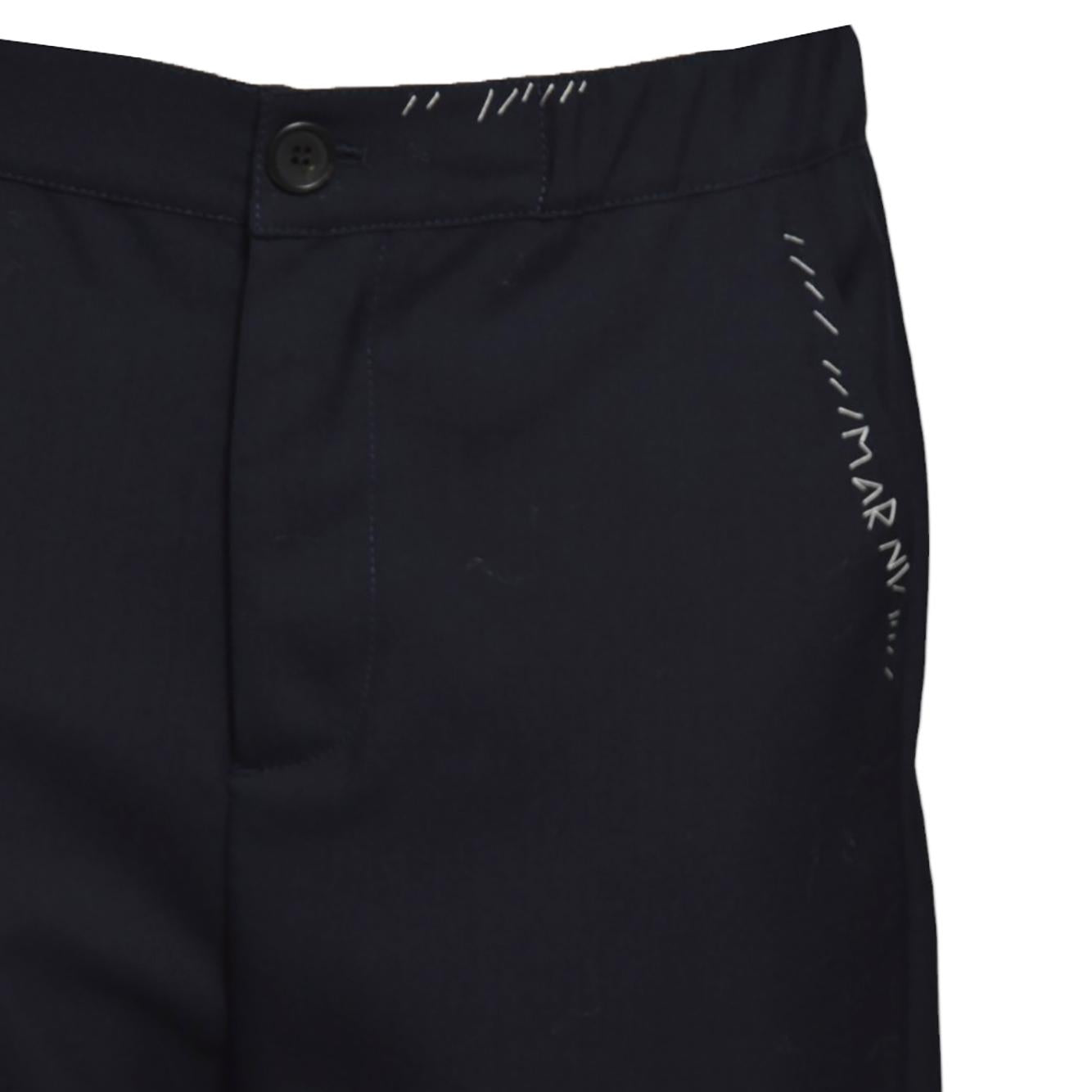 Pantalone dritto in fresco di lana blu scuro Marni 