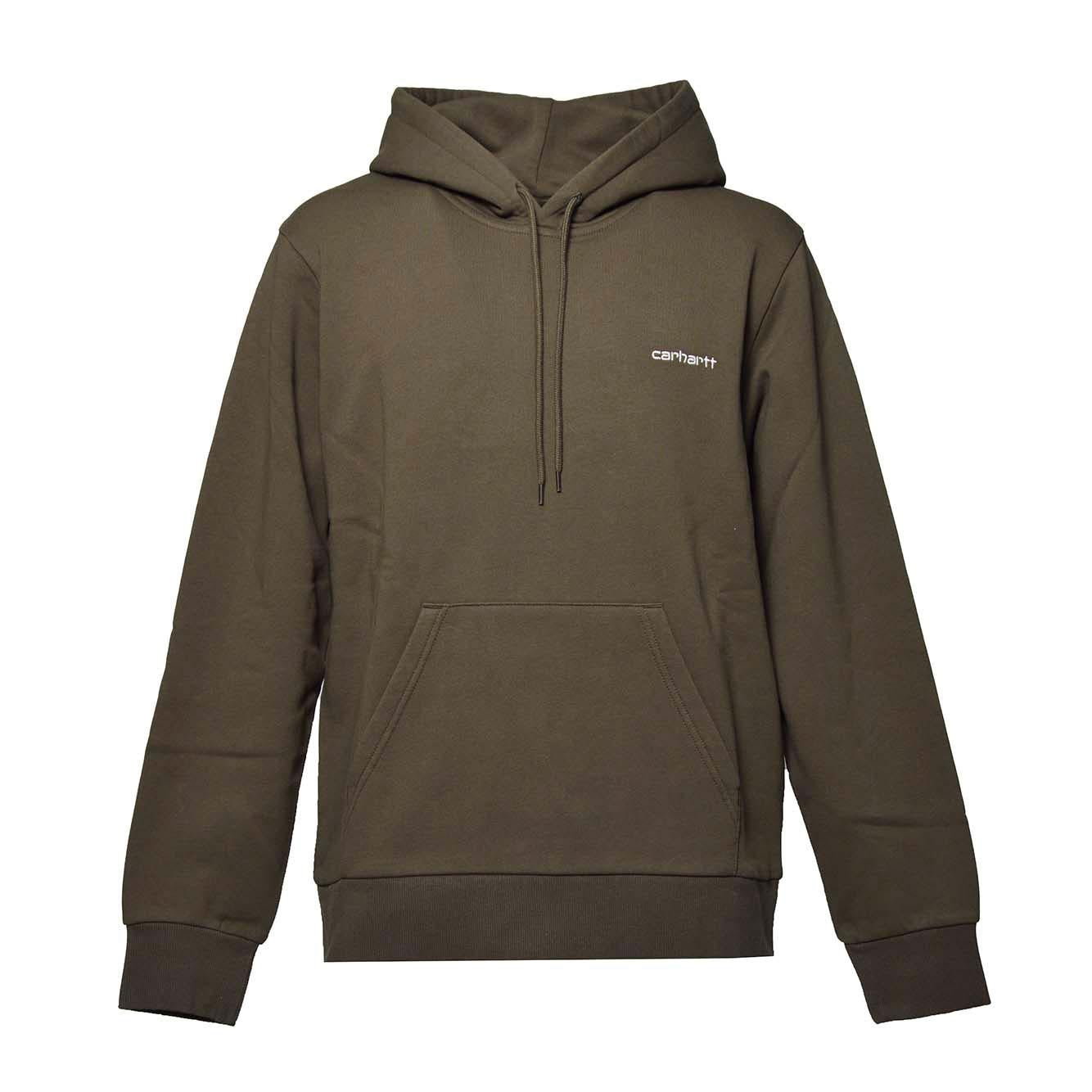 Felpa Script Embroidery con cappuccio in cotone verde scuro Carhartt Wip 