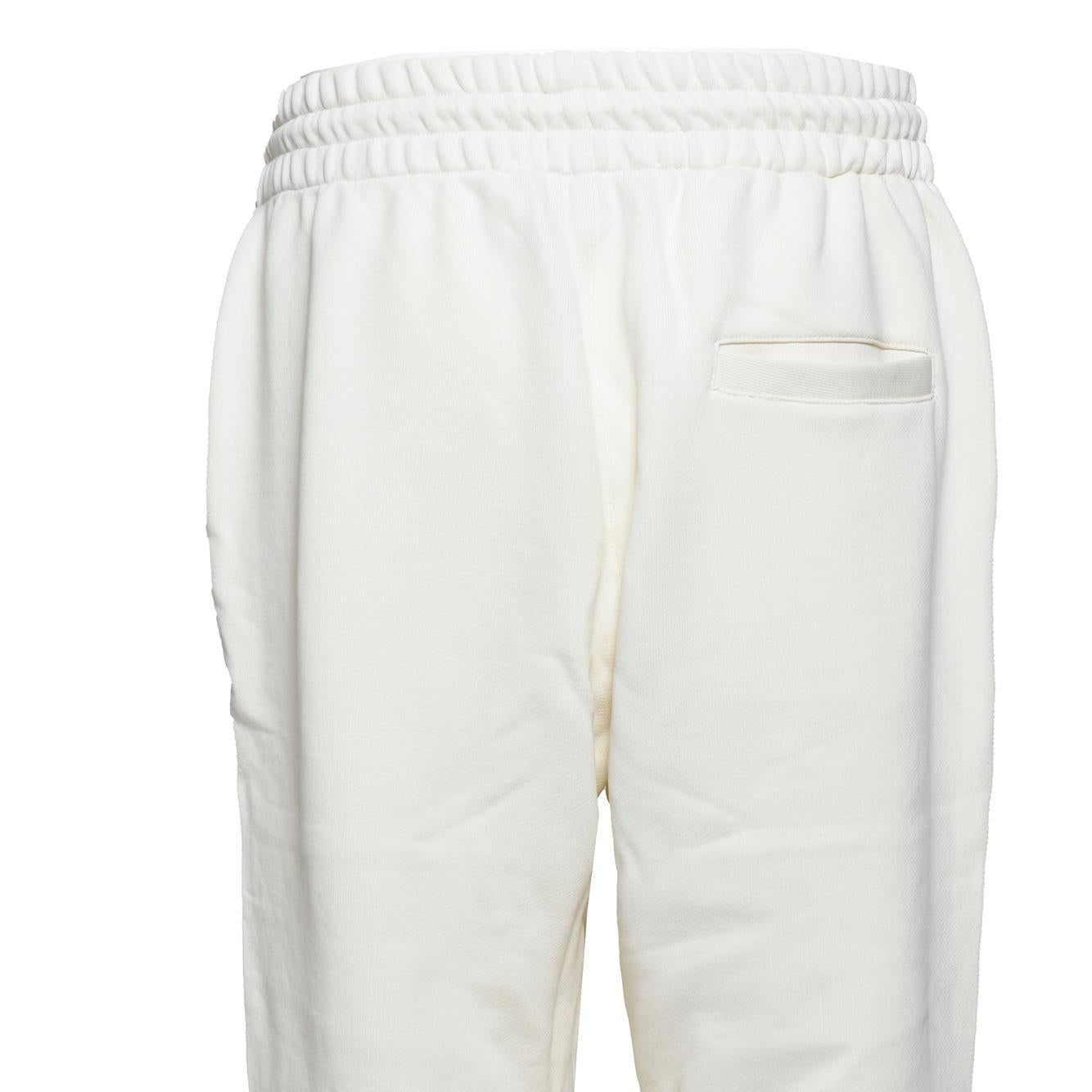 Pantalone in felpa di cotone panna con ricamo logo MSGM 