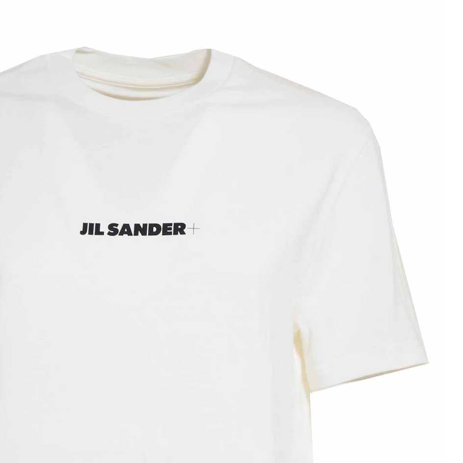 T-shirt a maniche corte panna con stampa logo Jil Sander 