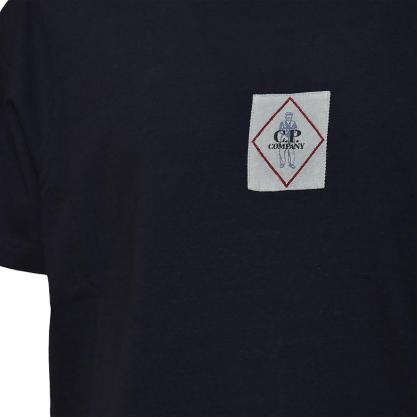 T-shirt Logo Jersey in cotone blu C.P. Company 