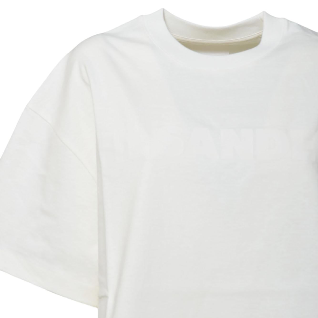 T-shirt in cotone panna con logo tono su tono Jil Sander 
