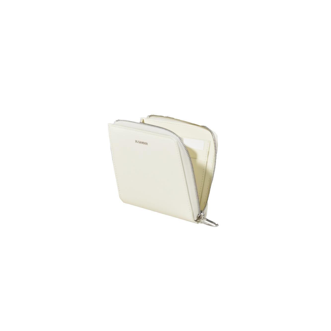 Portafoglio piccolo in pelle bianca con zip Jil Sander 