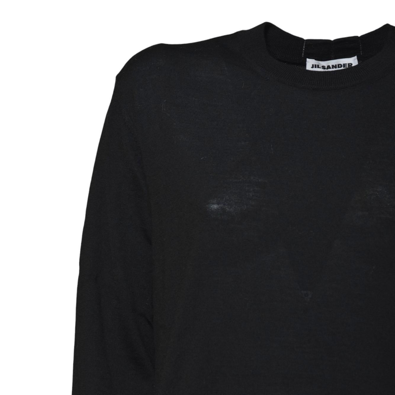 Pullover girocollo over in lana nera Jil Sander 