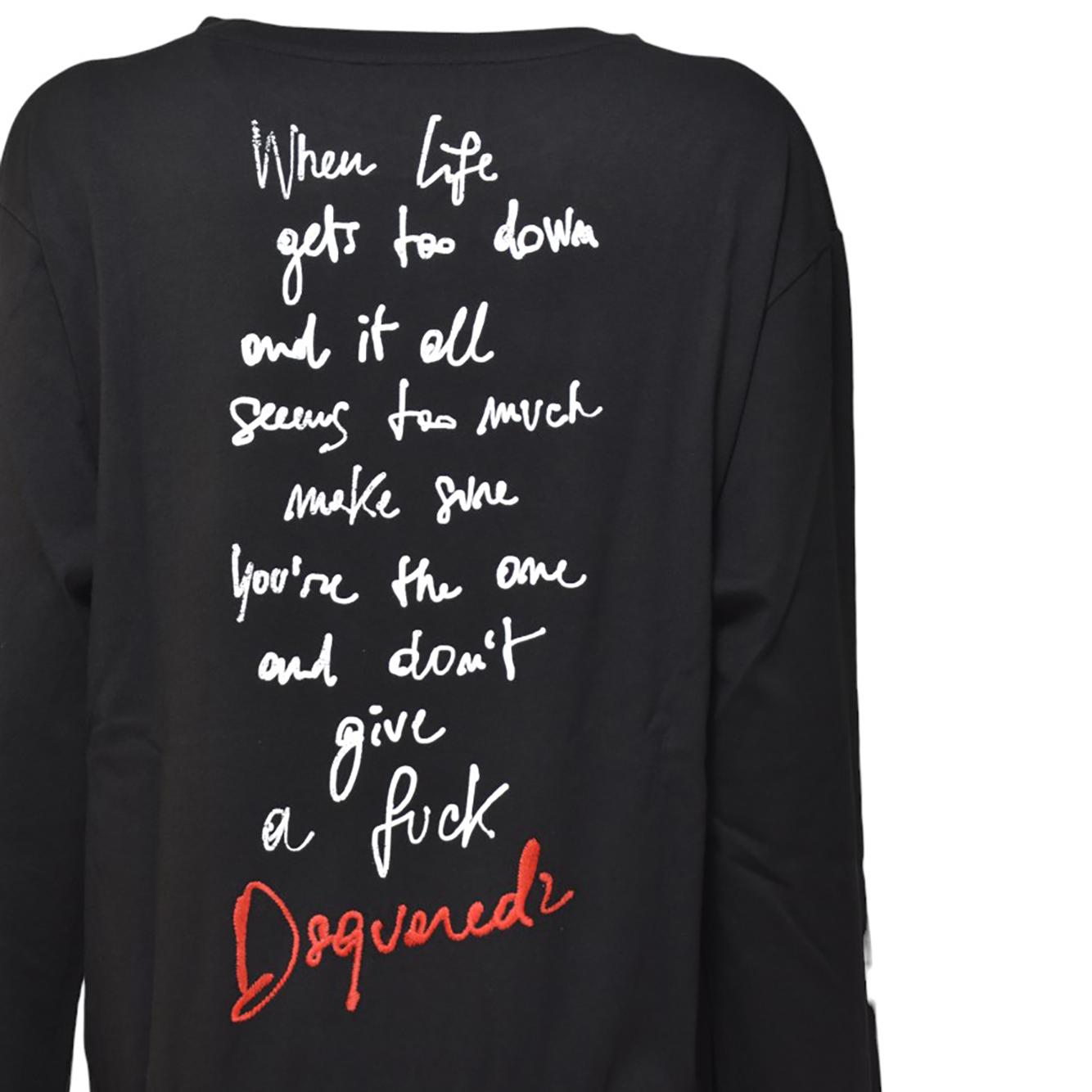 Abito Breezy in cotone nero con stampa posteriore Dsquared2 