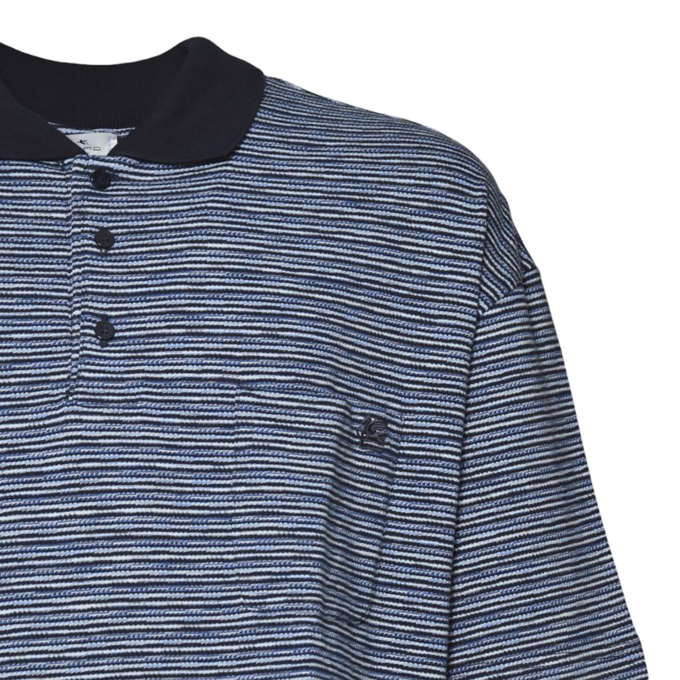 Polo in cotone jersey a righe blu Etro 