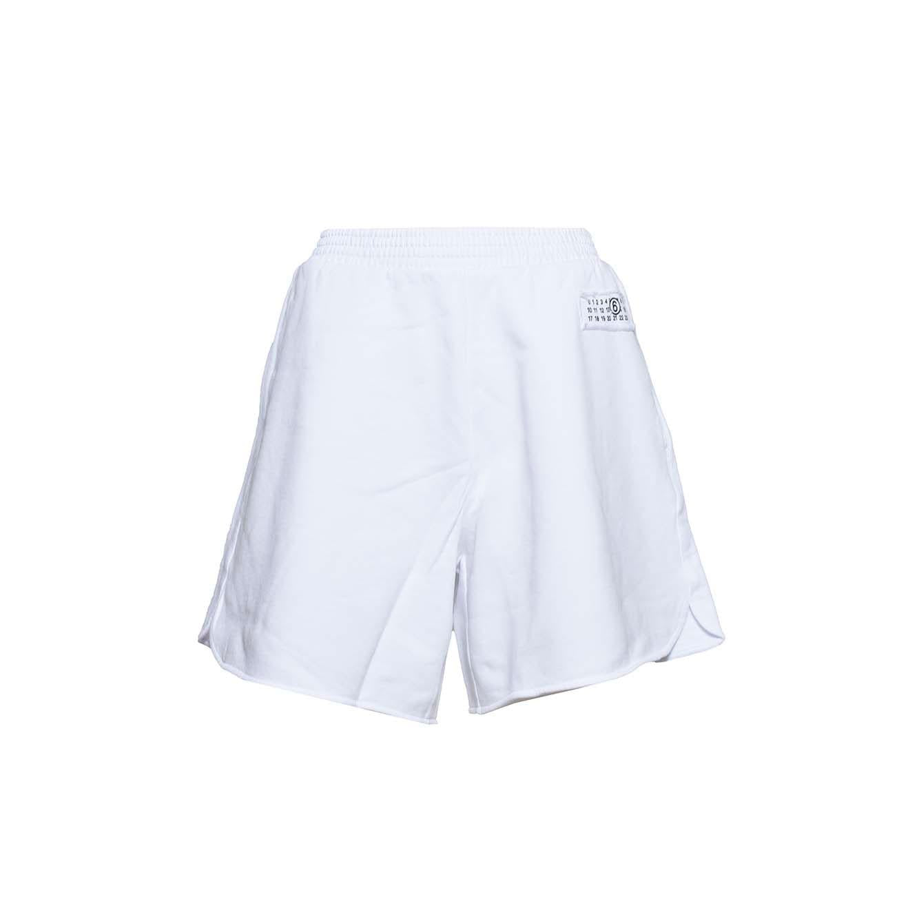 Bermuda in cotone bianco con stampa logo MM6 Maison Margiela Junior 