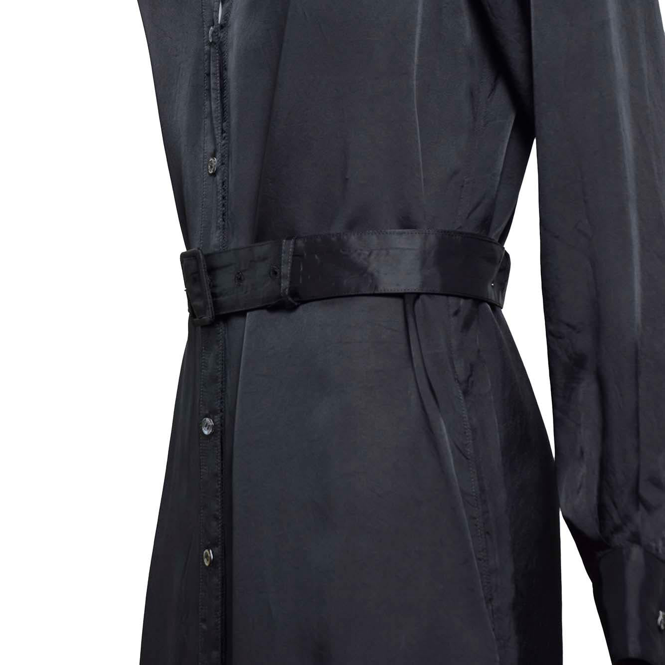 Abito chemisier in twill di viscosa nera Aspesi 
