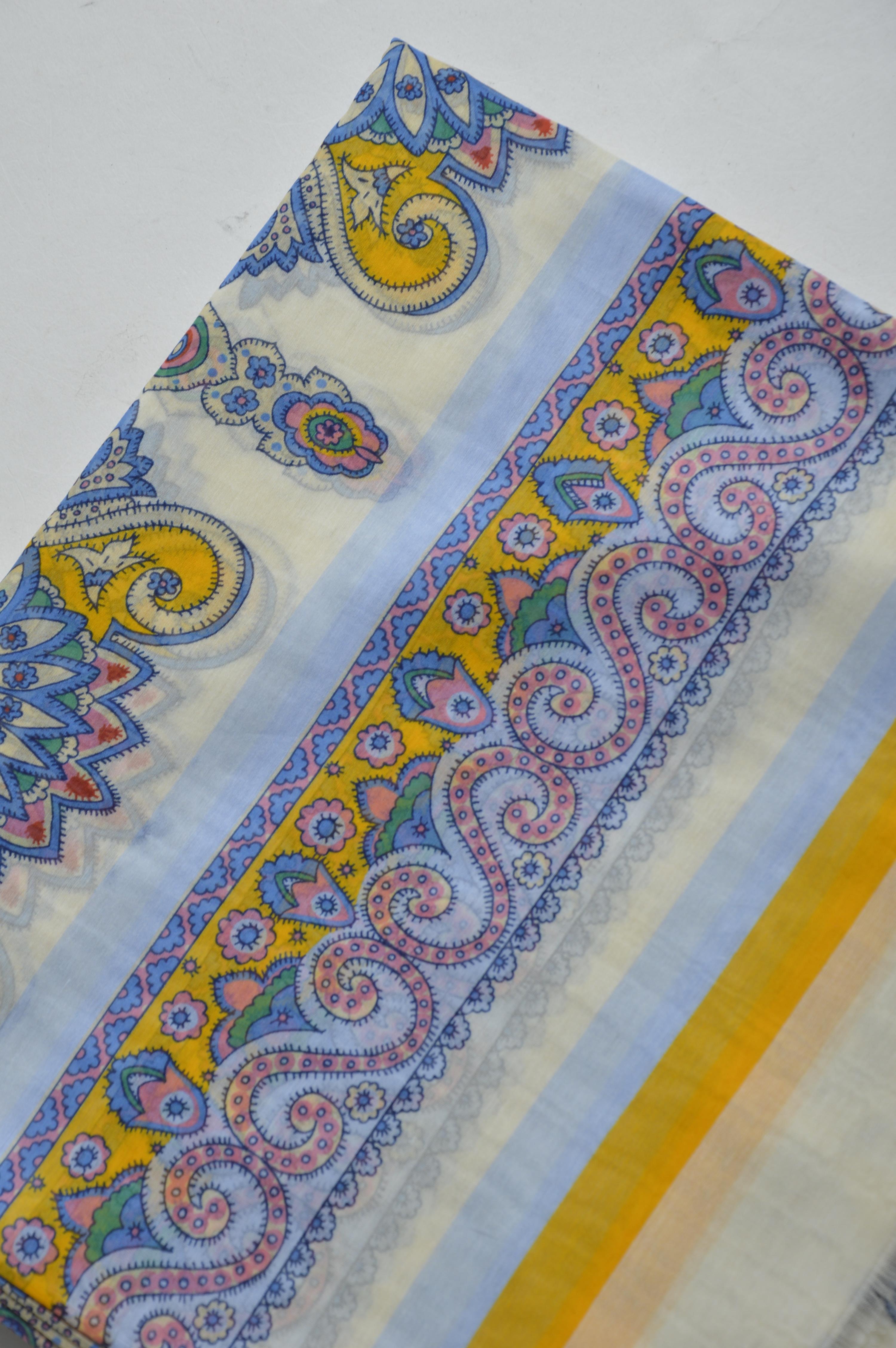 Sciarpa garzata in cotone e seta stampa medaglioni paisley Etro 