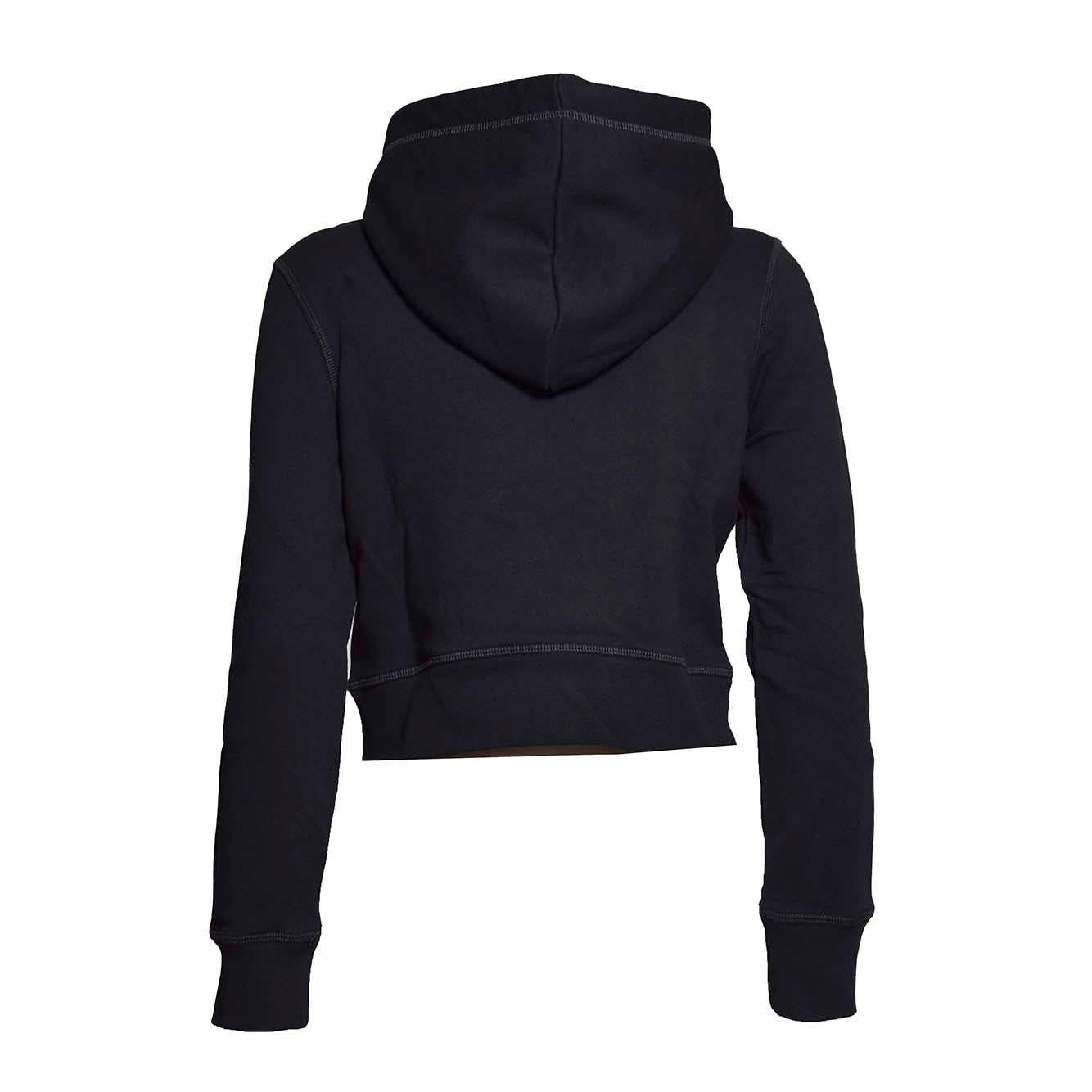 Felpa Mini Fit con cappuccio in cotone nero Dsquared2 