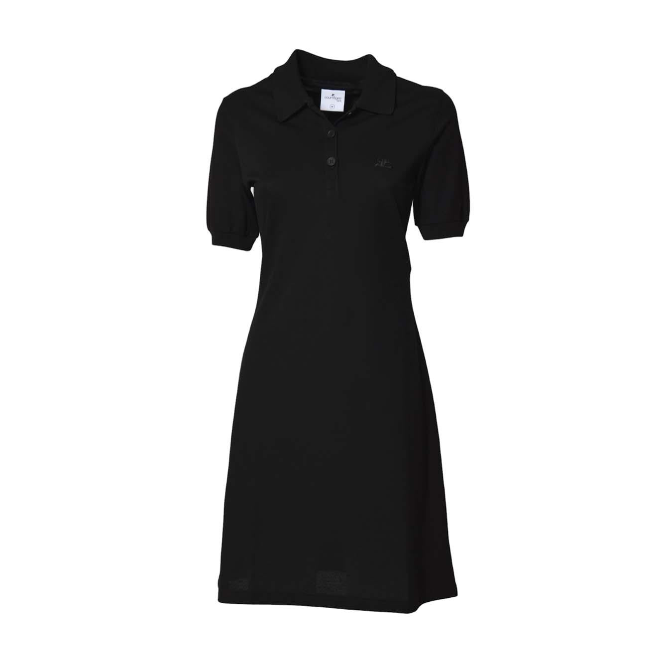 Mini abito Polo Piqué in cotone nero Courrèges 
