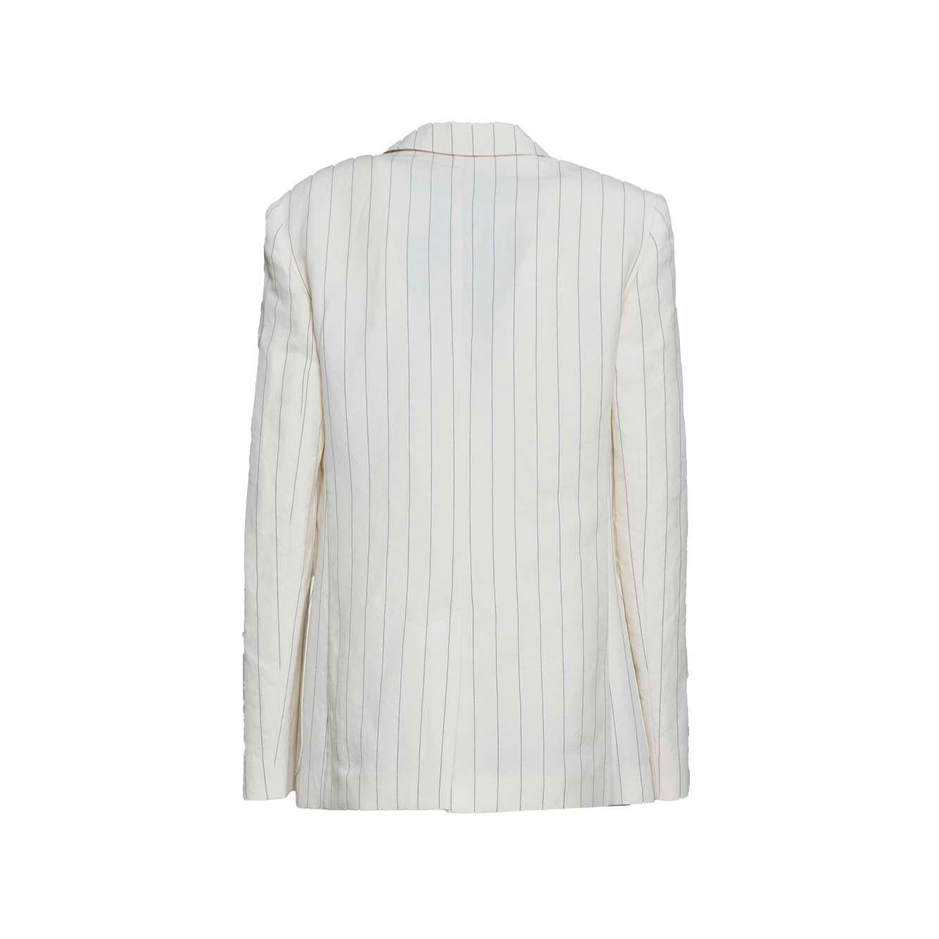 Giacca Micron monopetto in canvas gessato bianco Max Mara 