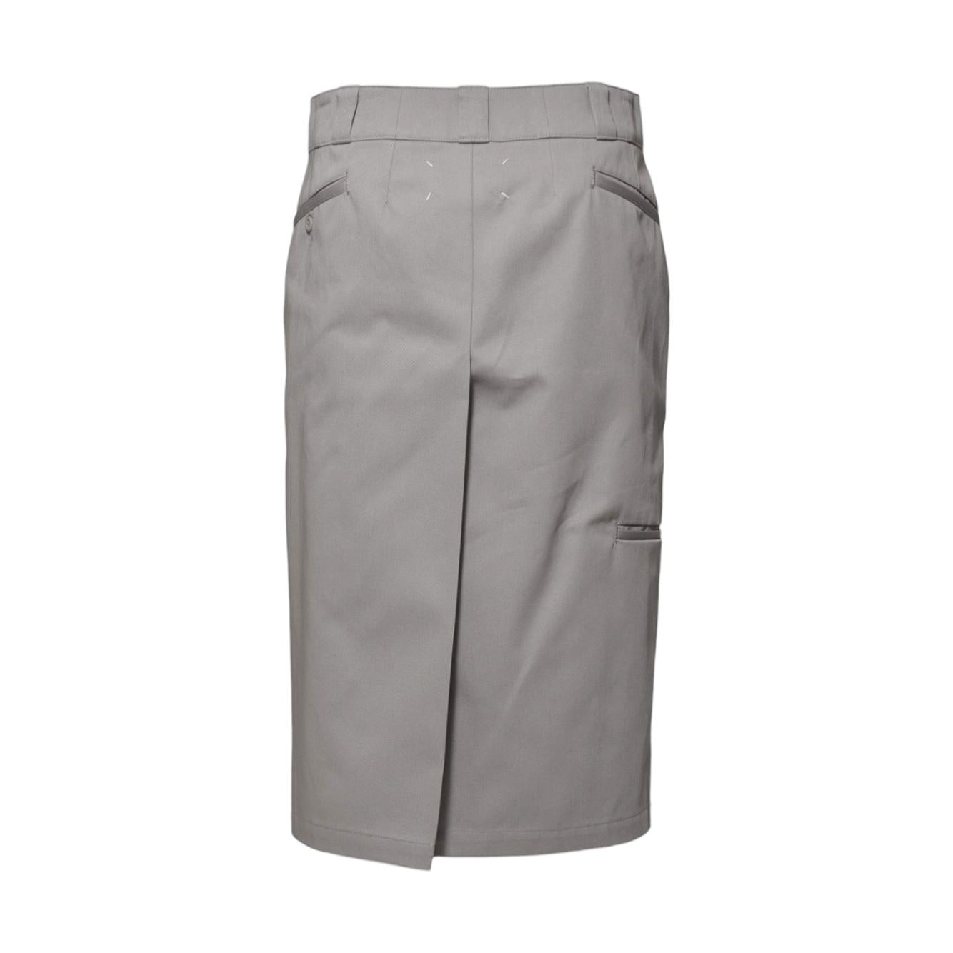 Gonna midi in twill di cotone grigio chiaro Maison Margiela 