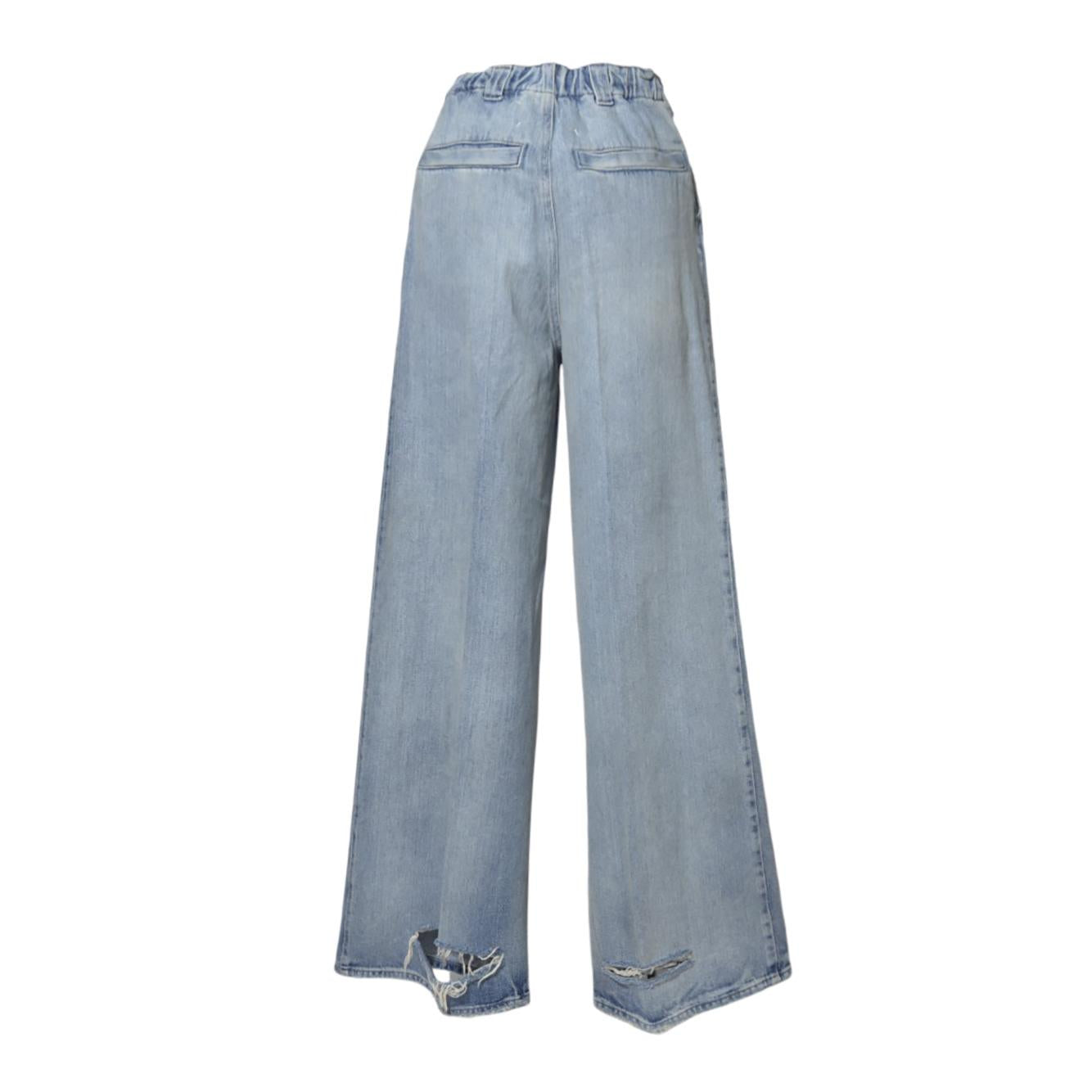 Jeans con pieghe in denim blu vintage Maison Margiela 