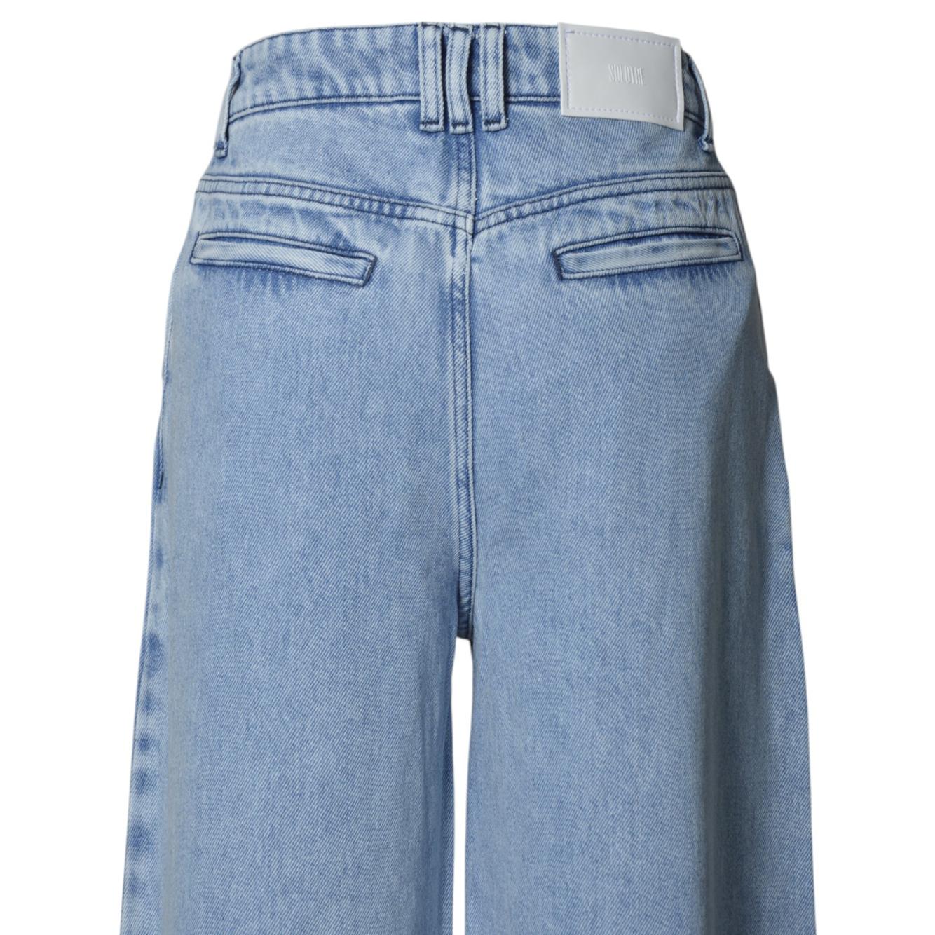 Jeans wide leg in denim azzurro Solotre 