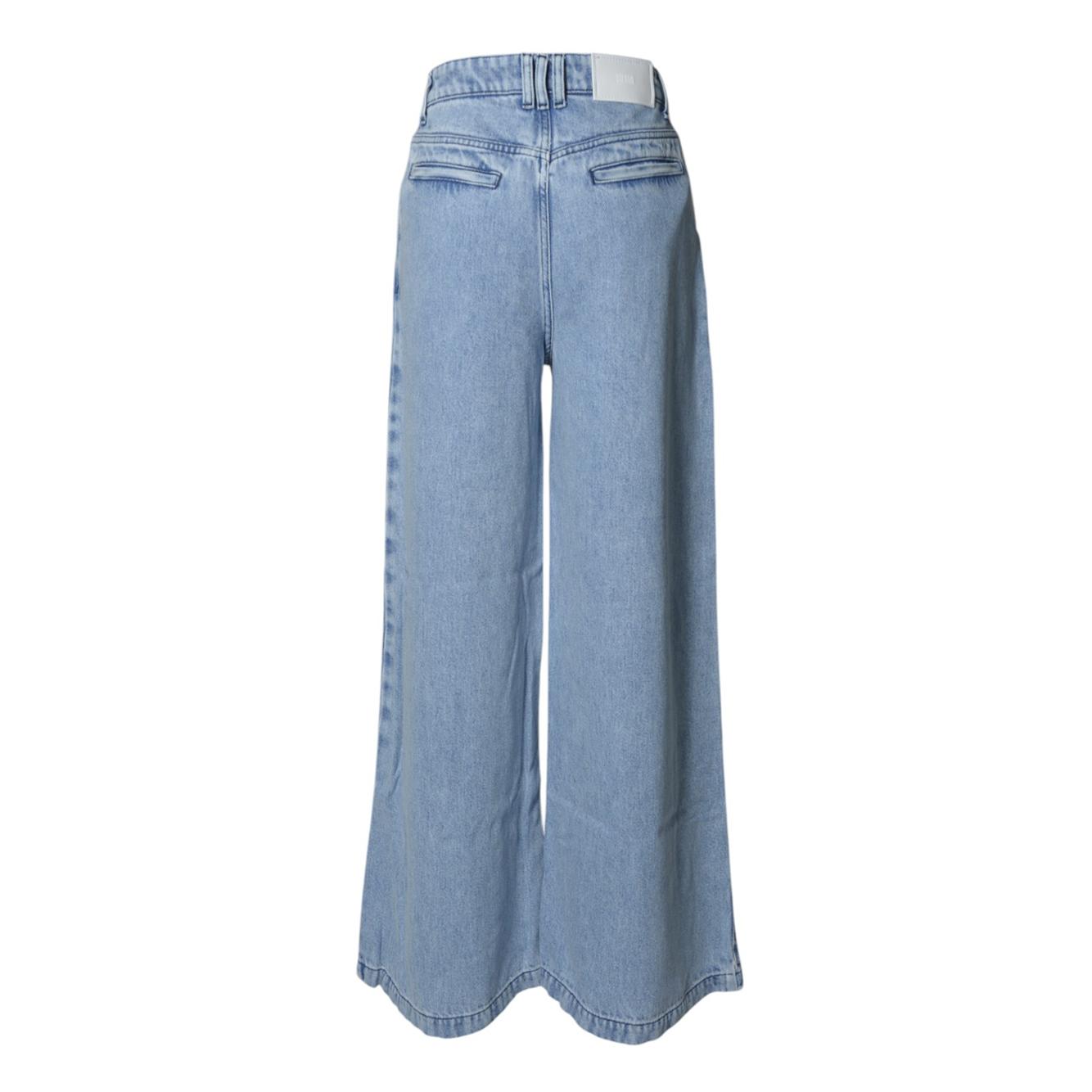 Jeans wide leg in denim azzurro Solotre 