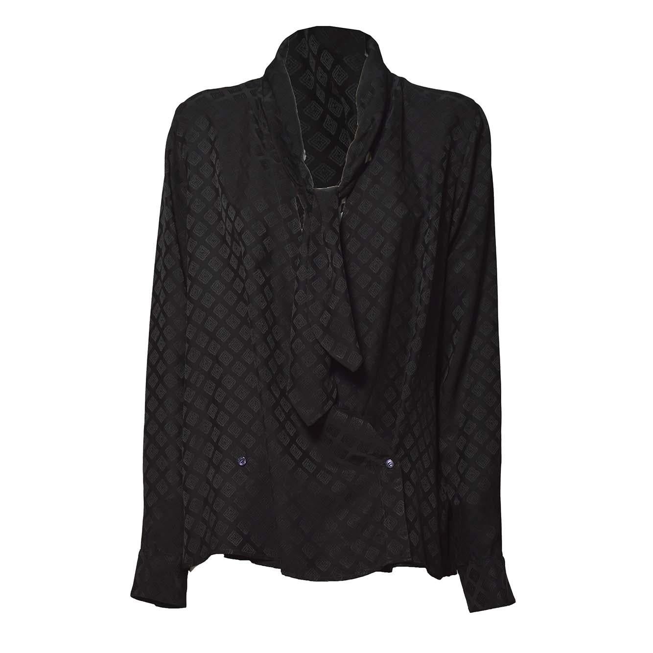 Camicia a foulard in seta jacquard nera Etro 
