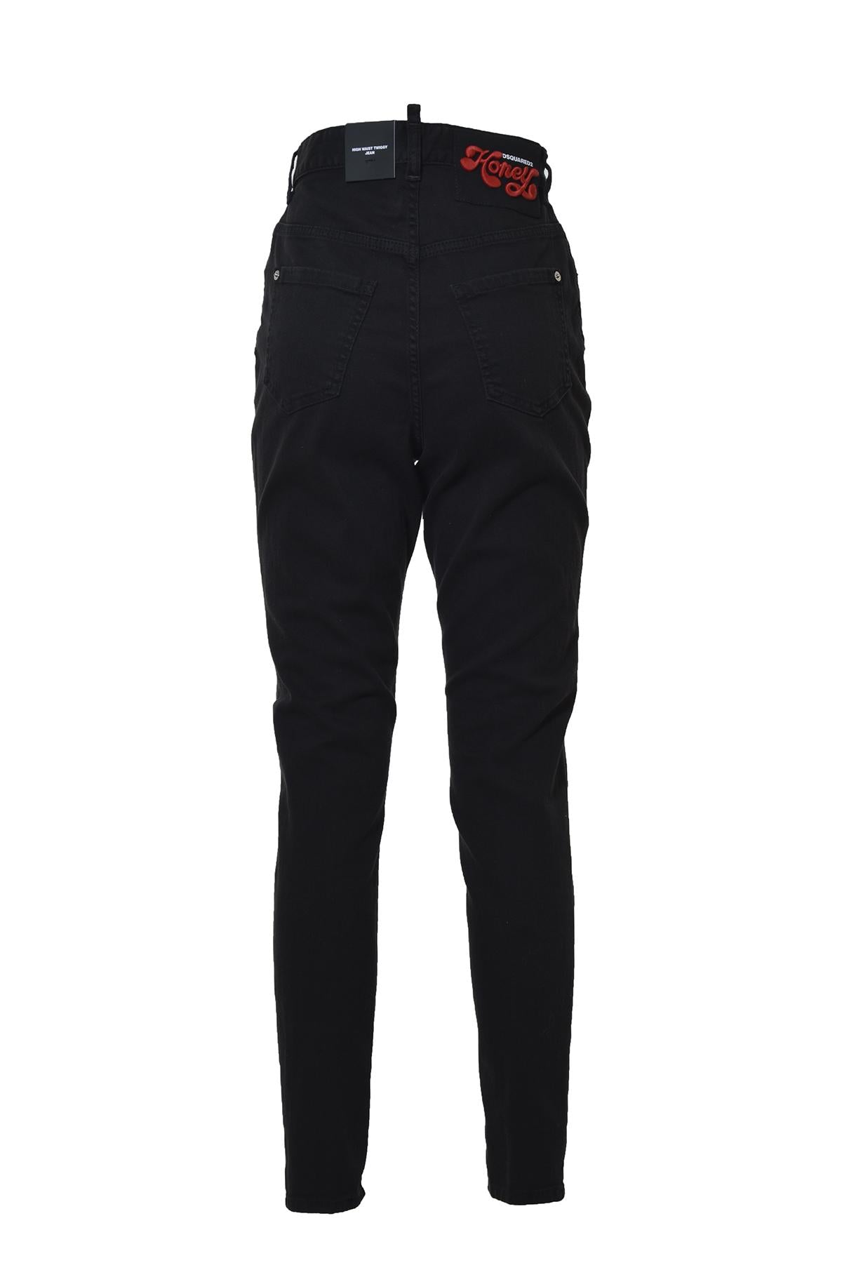 Jeans High Waist Twiggy in denim nero Dsquared2 