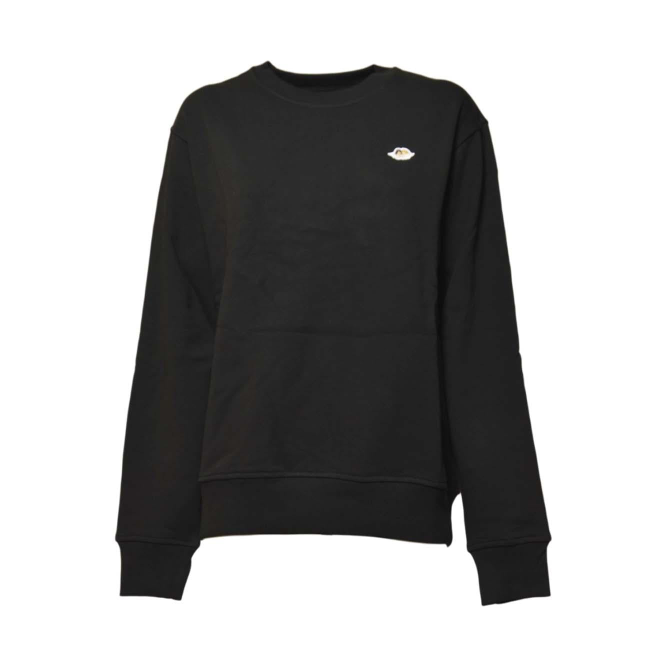 women's black angel patch regular fit crewneck sweatshirt 